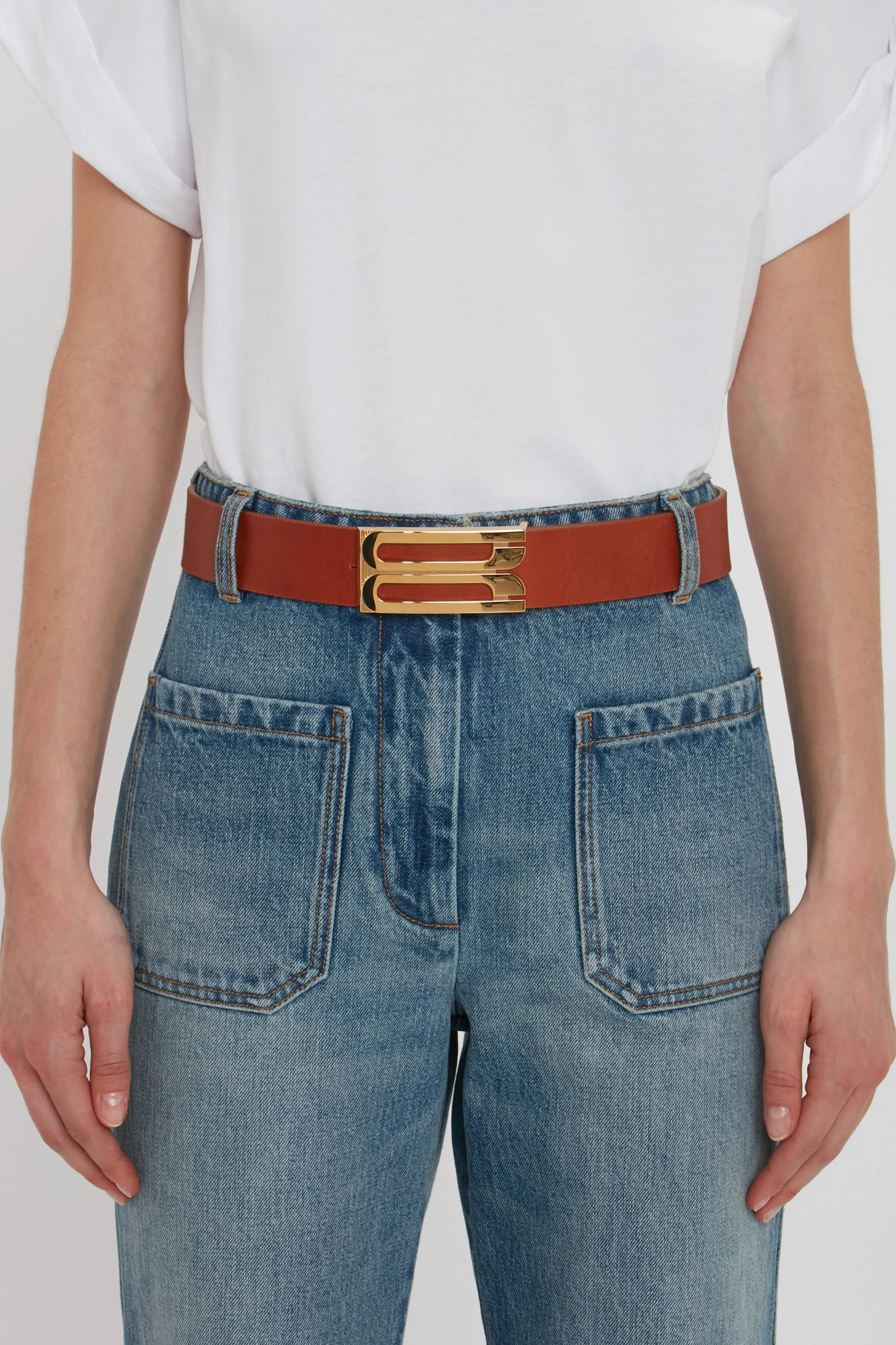 Jumbo Dorian Belt In Tan Leather sold by Victoria Beckham product image thumbnail 5