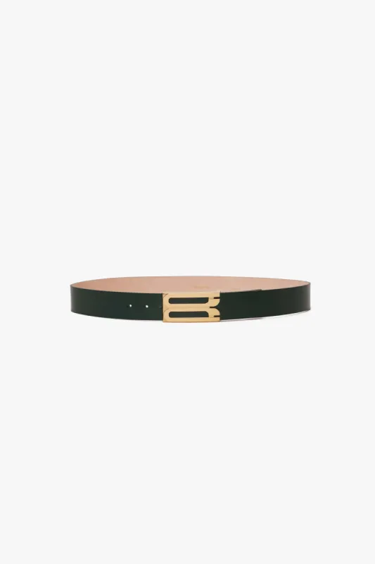 Jumbo Frame Belt In Dark Green Glossed Leather sold by Victoria Beckham