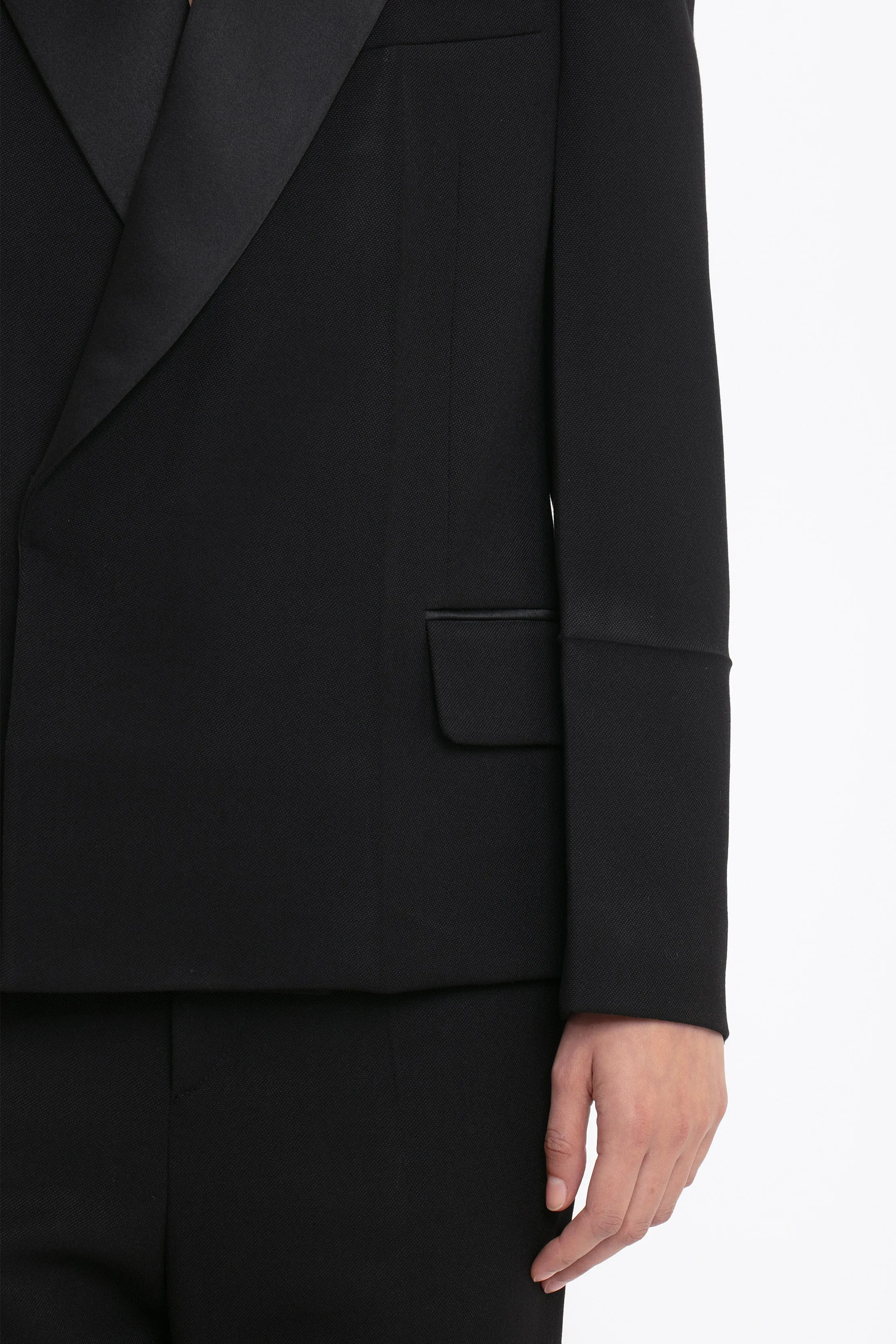 Pointed Shoulder Tux Jacket In Black sold by Victoria Beckham product image thumbnail 4