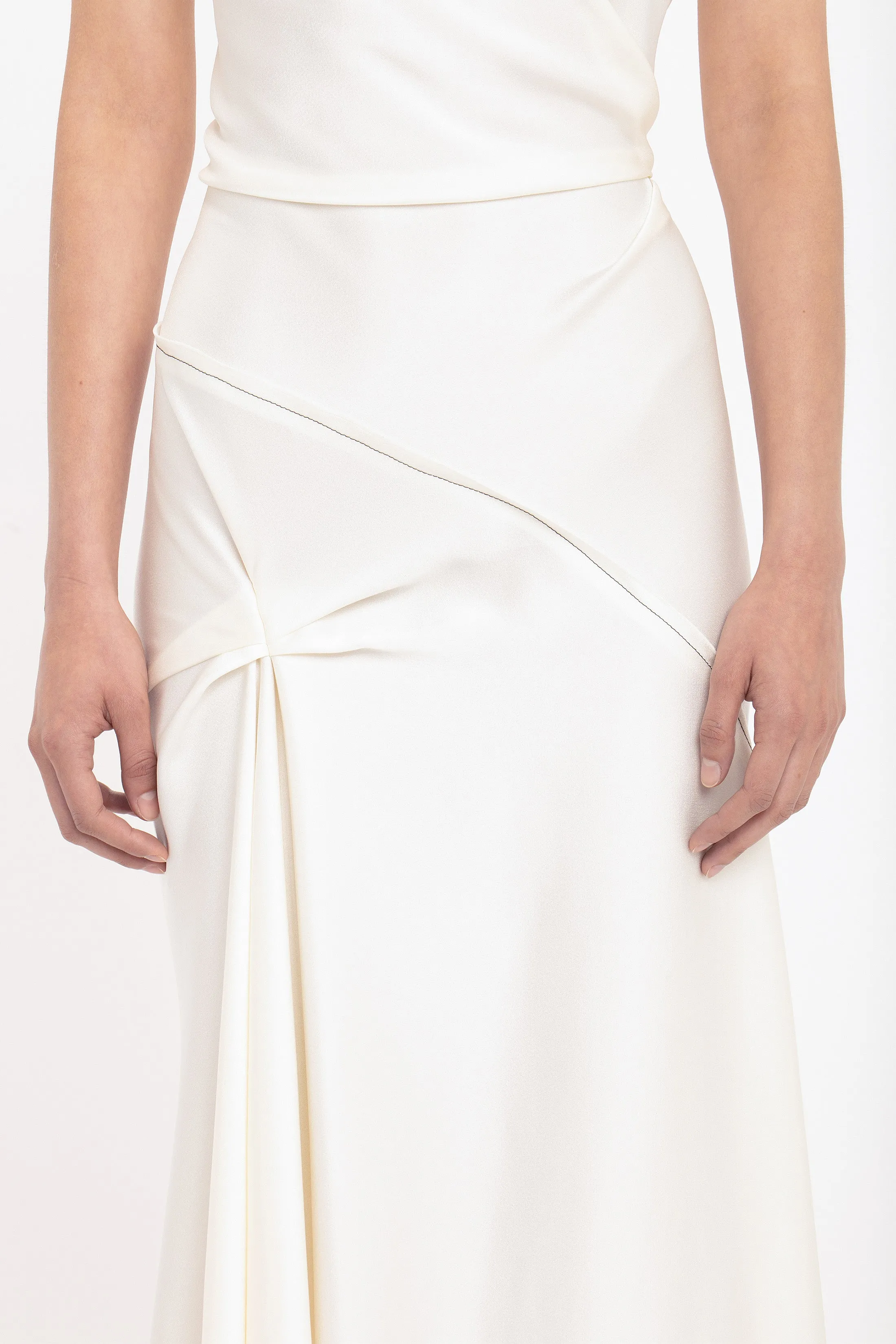 Asymmetric Draped Midi Dress In Ivory sold by Victoria Beckham product image thumbnail 5