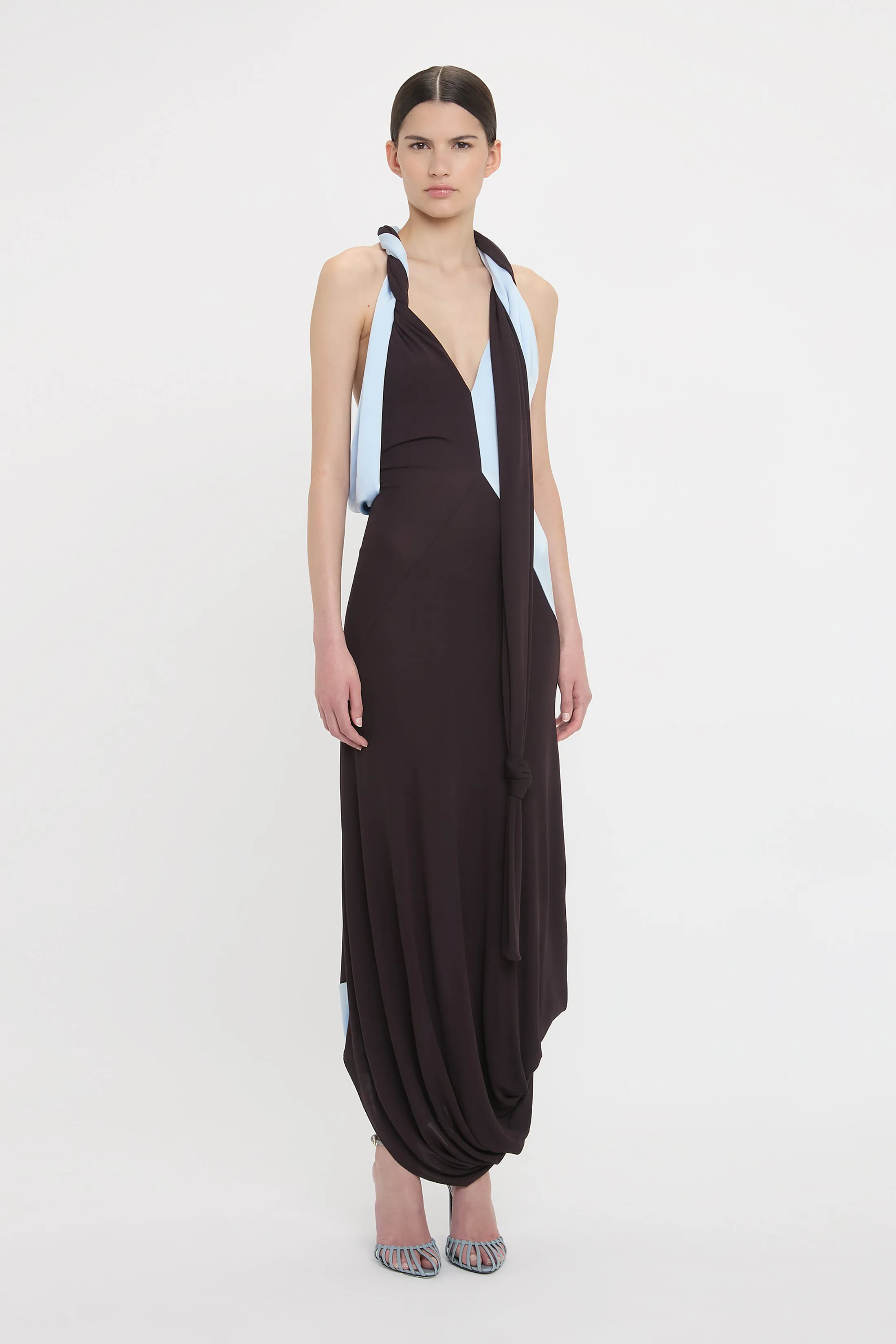 Twisted Halter Strap Jersey Dress In Ebony-Iceberg sold by Victoria Beckham product image thumbnail 2