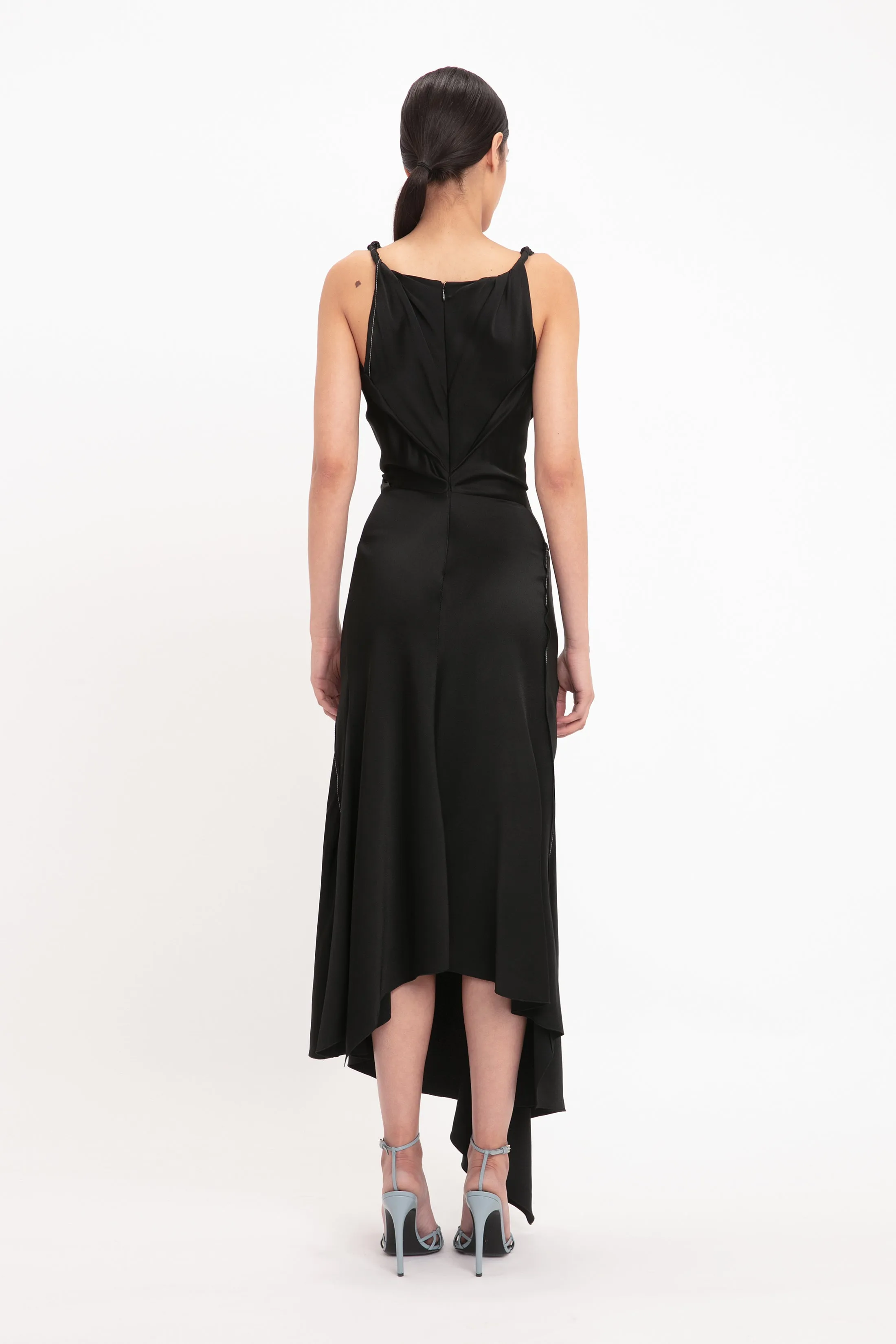 Asymmetric Draped Midi Dress In Black sold by Victoria Beckham product image thumbnail 3