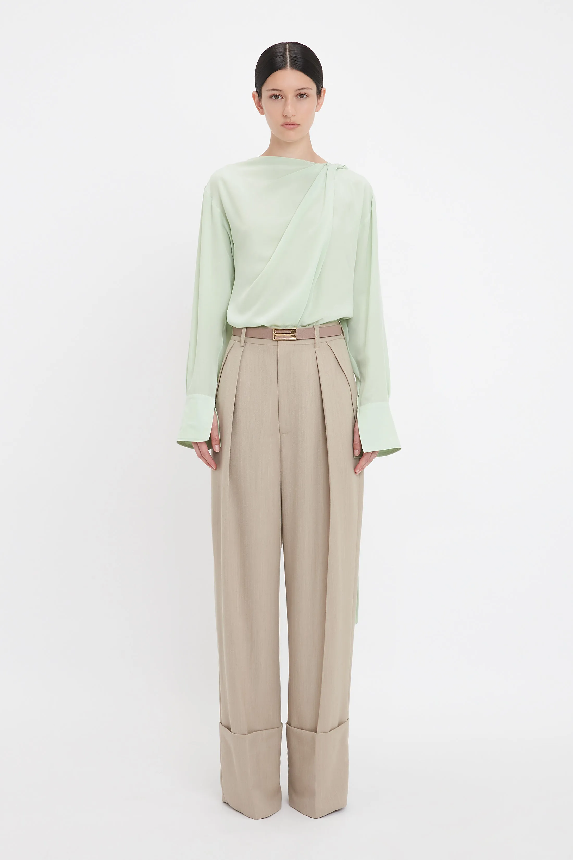 Twist Detail Scarf Top In Jade sold by Victoria Beckham