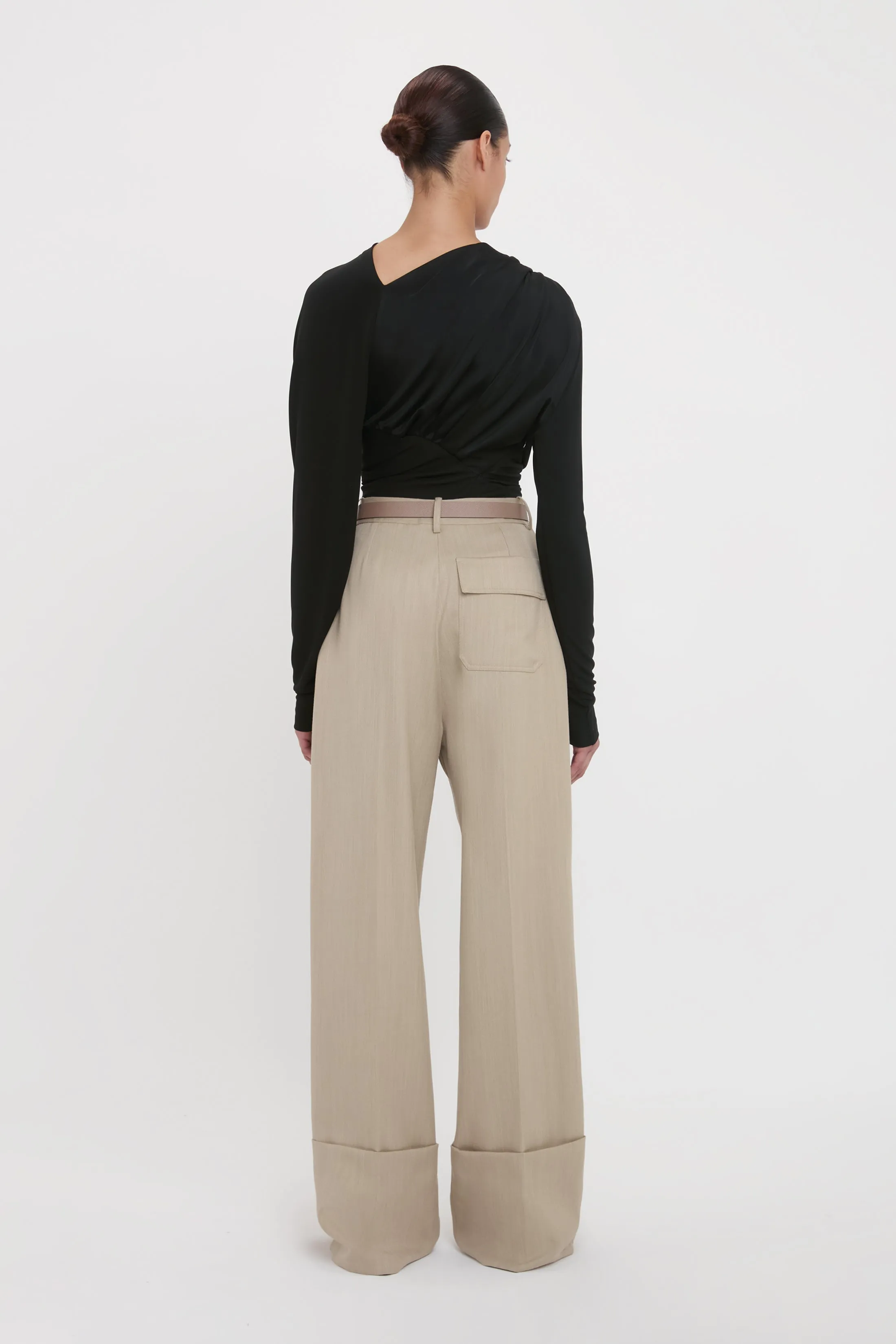 Long Sleeve Draped Jersey Top In Black sold by Victoria Beckham product image thumbnail 3