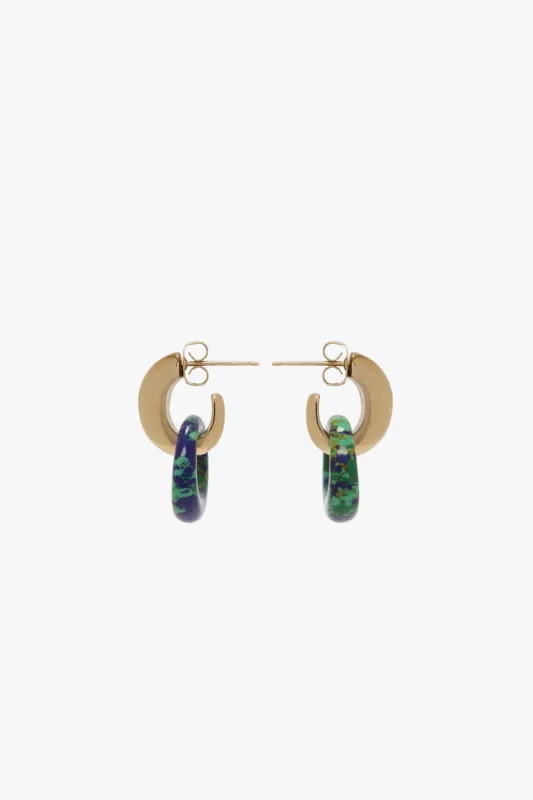 Resin Pendant Earrings In Light Gold-Lapis sold by Victoria Beckham