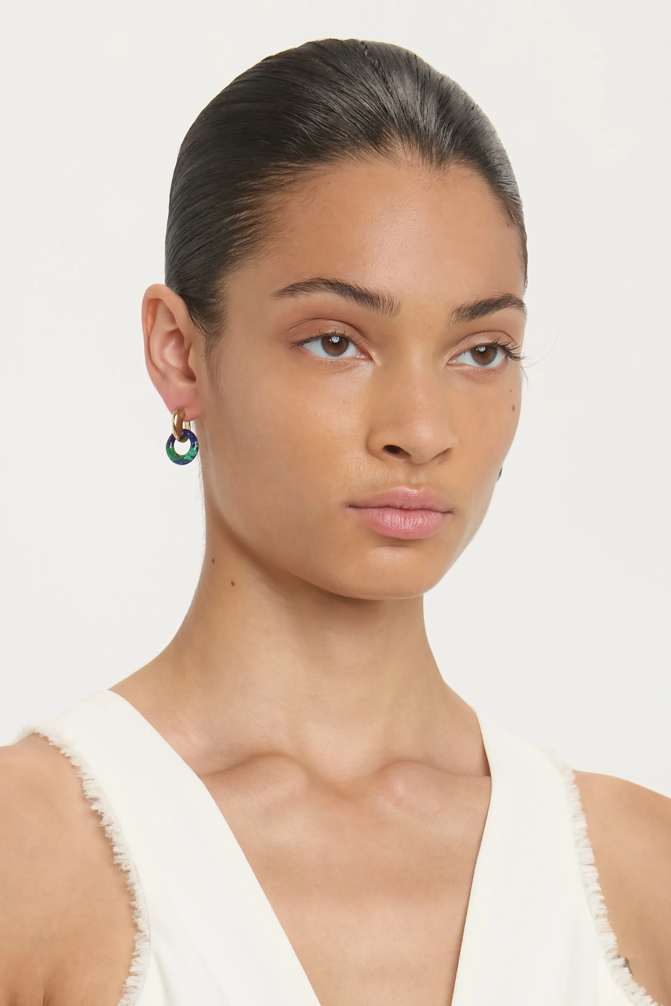 Resin Pendant Earrings In Light Gold-Lapis sold by Victoria Beckham product image thumbnail 3