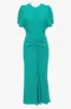 Gathered Waist Midi Dress In Peacock sold by Victoria Beckham