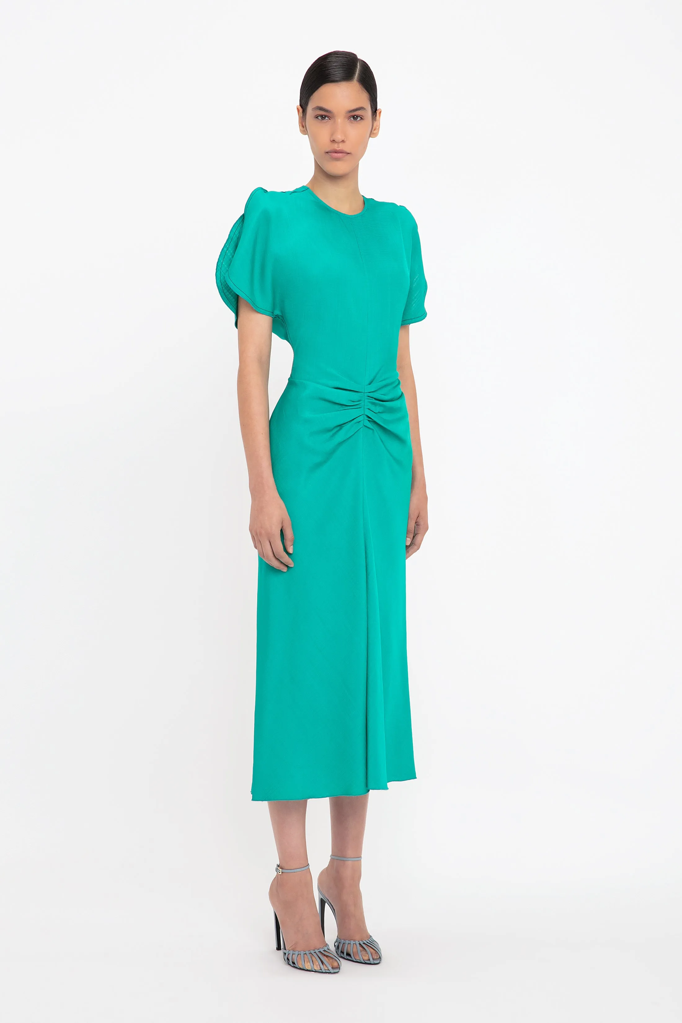 Gathered Waist Midi Dress In Peacock sold by Victoria Beckham product image thumbnail 2