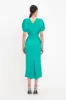 Gathered Waist Midi Dress In Peacock sold by Victoria Beckham