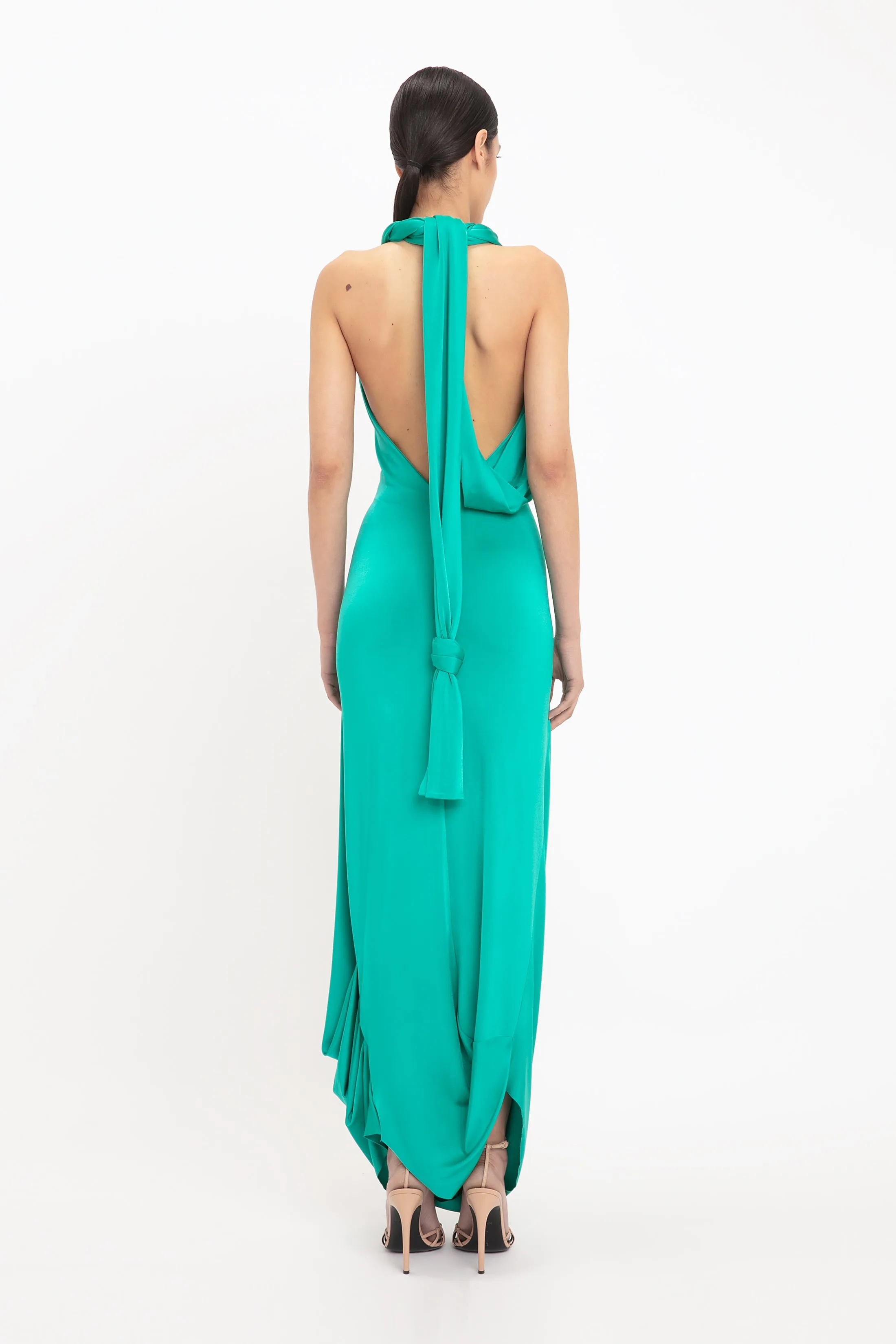 Twisted Halter Strap Jersey Dress In Peacock sold by Victoria Beckham product image thumbnail 3