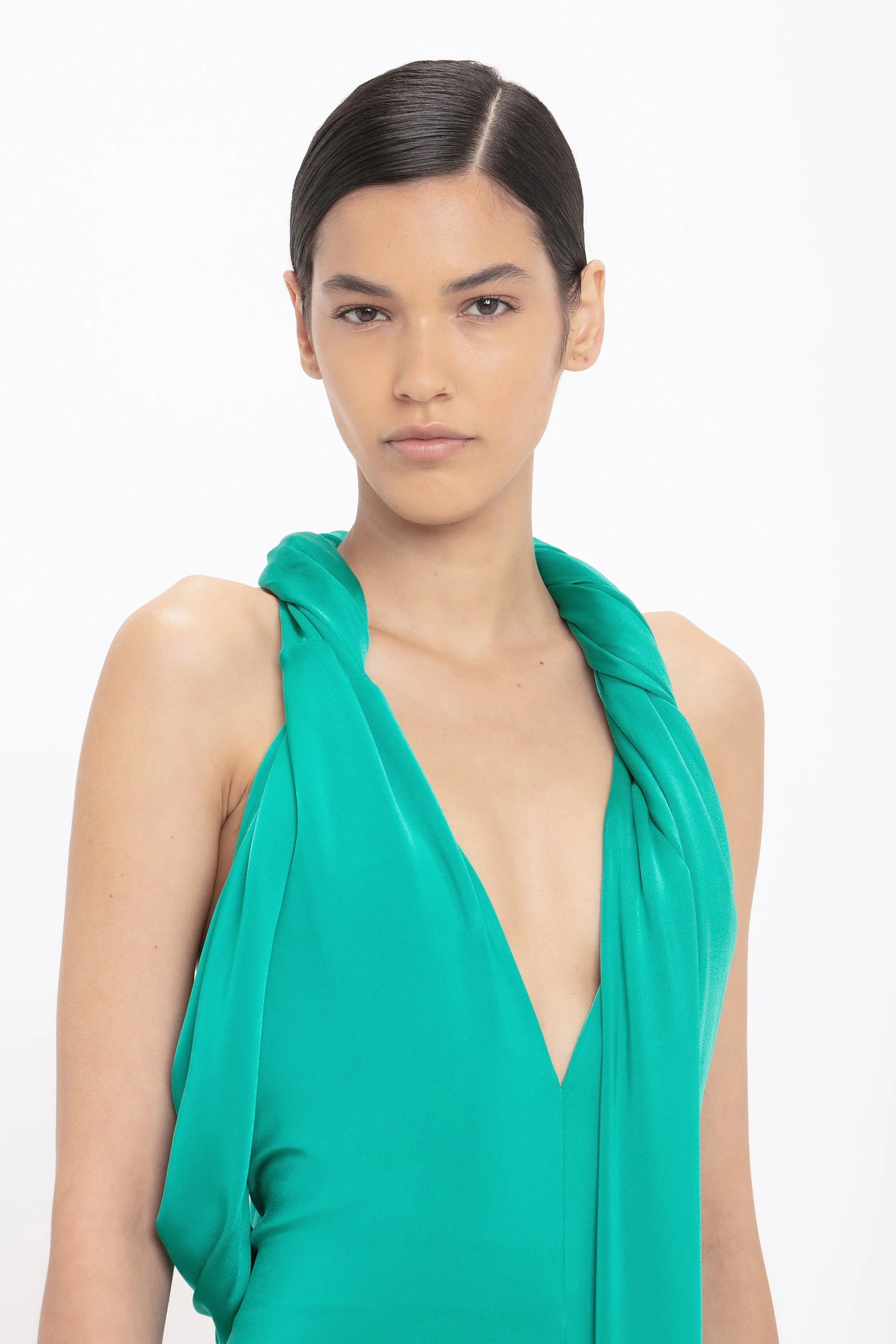 Twisted Halter Strap Jersey Dress In Peacock sold by Victoria Beckham product image thumbnail 4