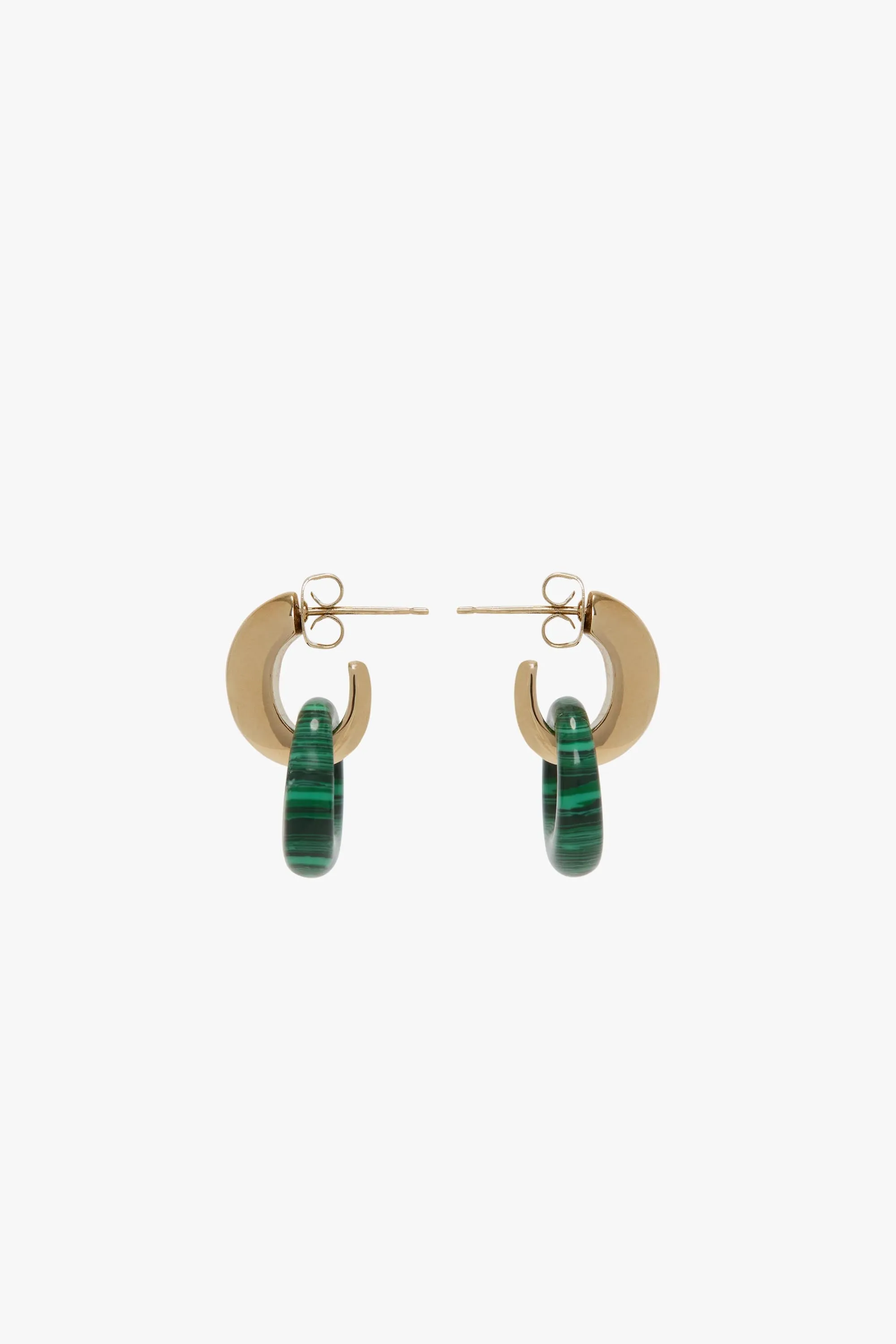 Resin Pendant Earrings In Light Gold-Emerald sold by Victoria Beckham