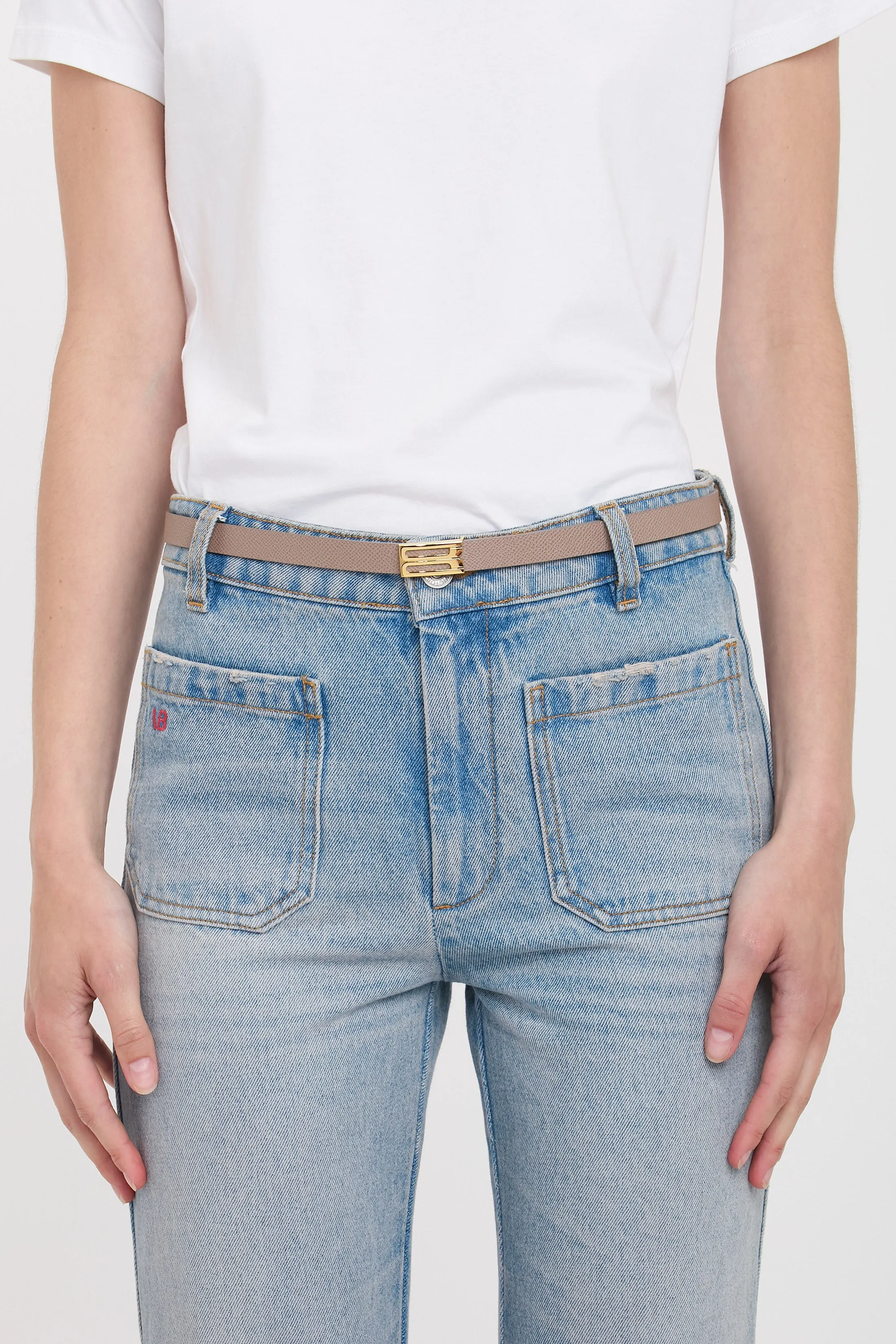 Micro Frame Belt In Dove Grey Grained Leather sold by Victoria Beckham product image thumbnail 3