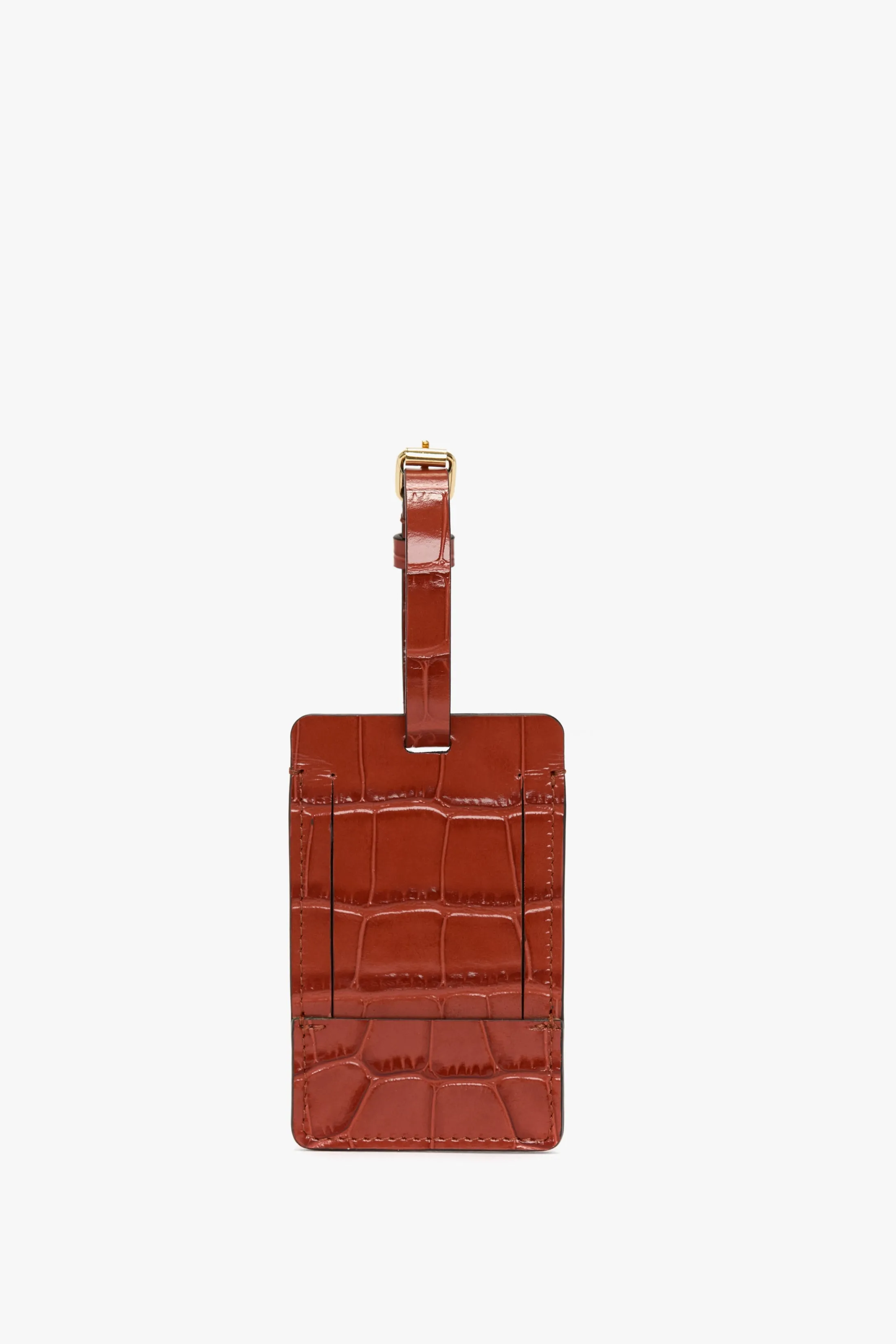 Luggage Tag In Brick Red Croc Embossed Leather sold by Victoria Beckham product image thumbnail 3