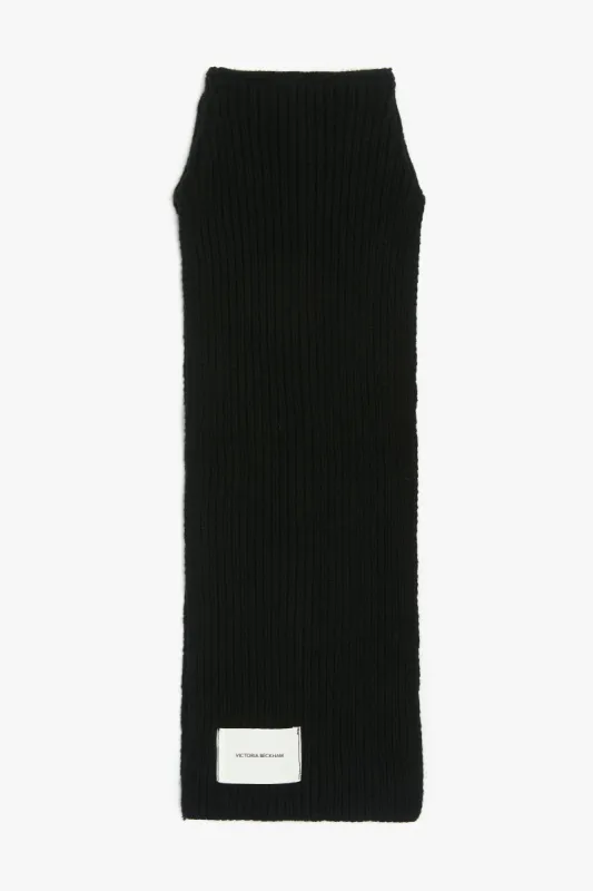 Knitted Polo Neck Scarf In Black-Red sold by Victoria Beckham