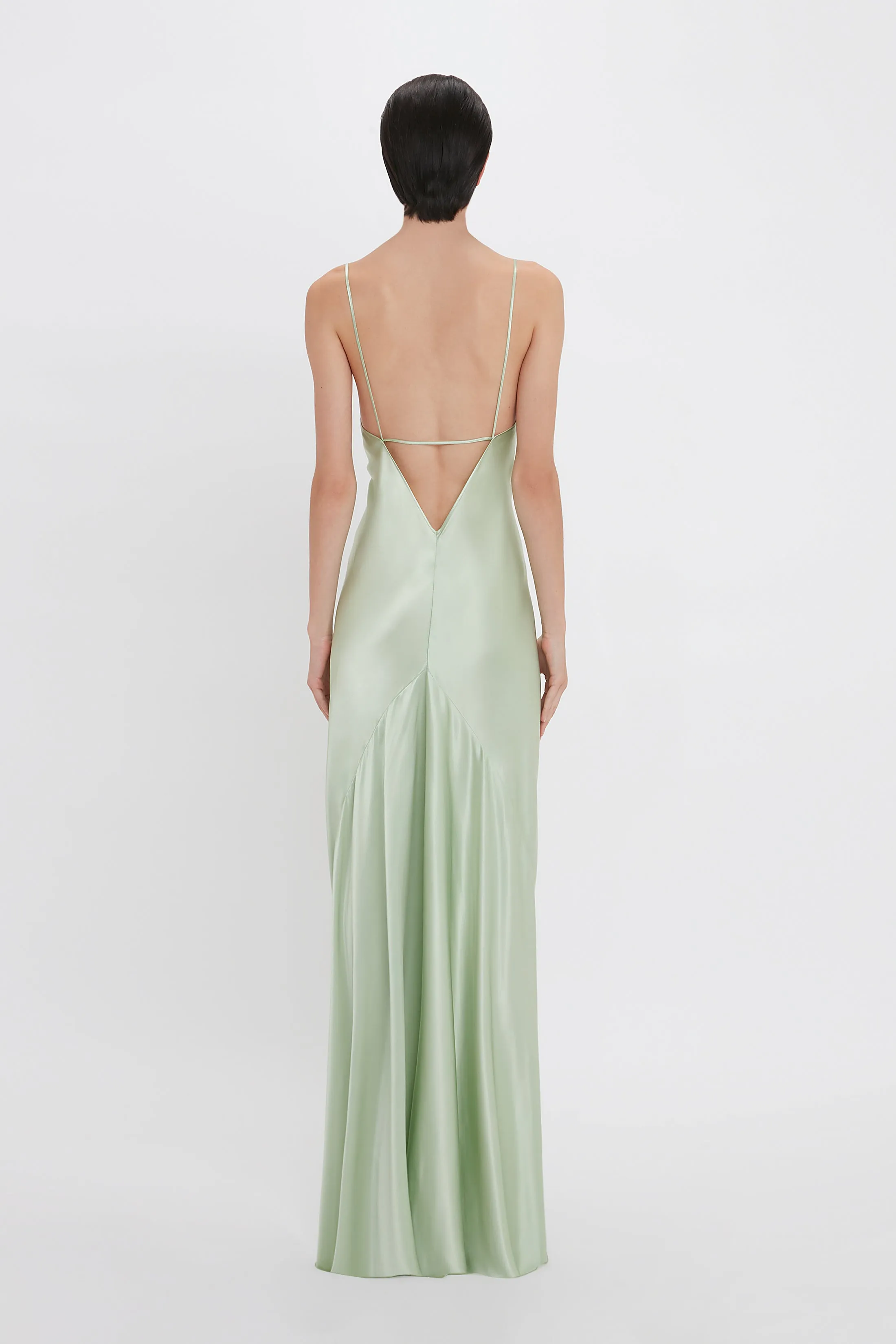 Exclusive Low Back Cami Floor-Length Dress In Jade sold by Victoria Beckham product image thumbnail 3