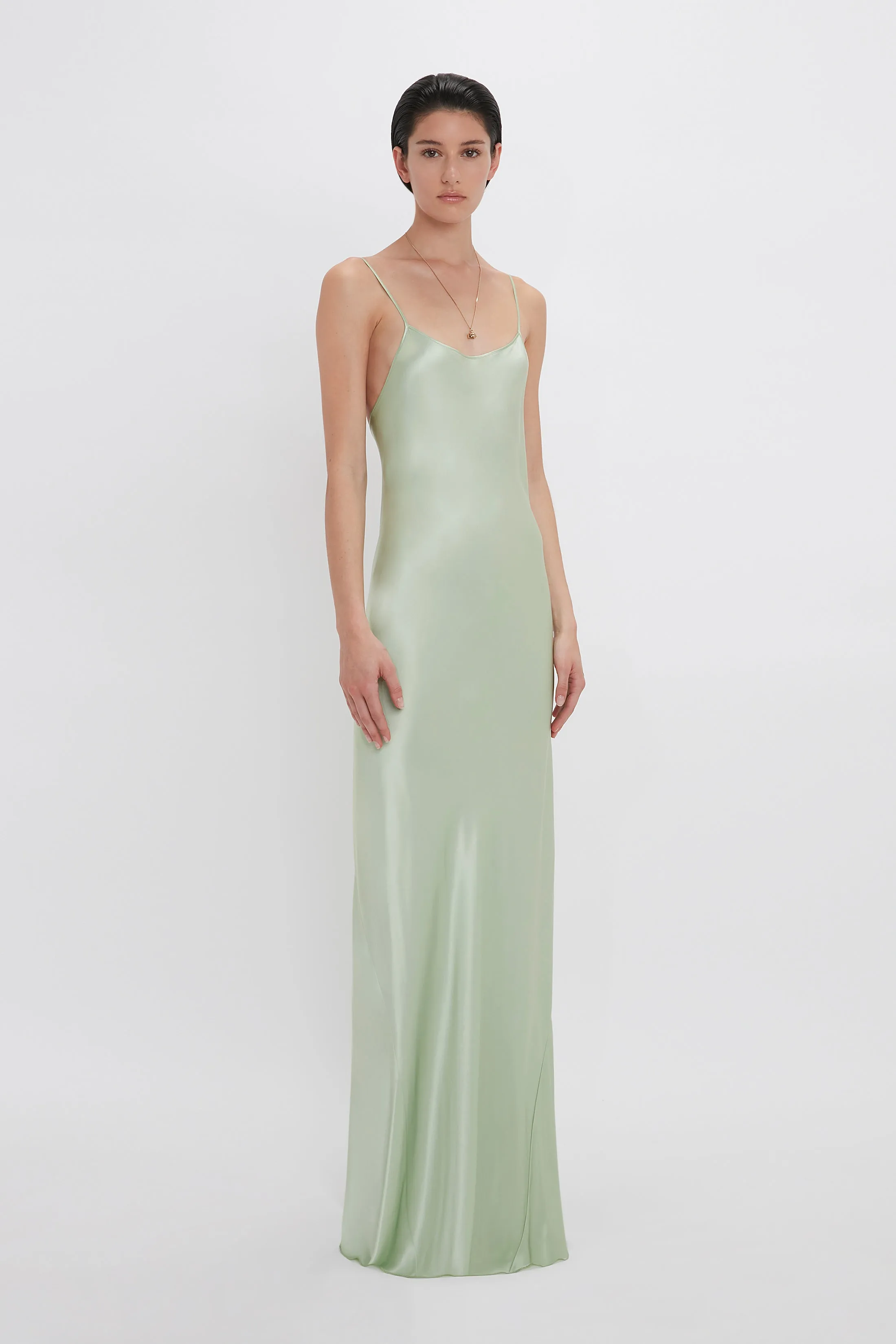 Exclusive Low Back Cami Floor-Length Dress In Jade sold by Victoria Beckham product image thumbnail 2