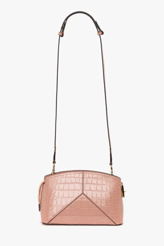 Victoria Crossbody Bag In Blush Pink Croc Embossed Leather sold by Victoria Beckham