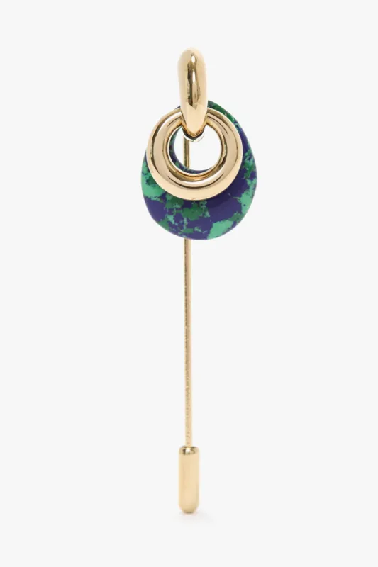 Resin Charm Brooch In Light Gold-Emerald sold by Victoria Beckham