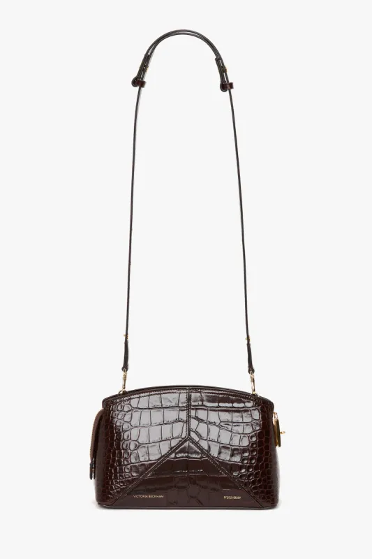 Victoria Crossbody Bag In Dark Brown Croc Embossed Leather sold by Victoria Beckham