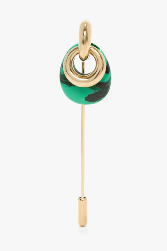 Resin Charm Brooch In Light Gold-Lapis sold by Victoria Beckham