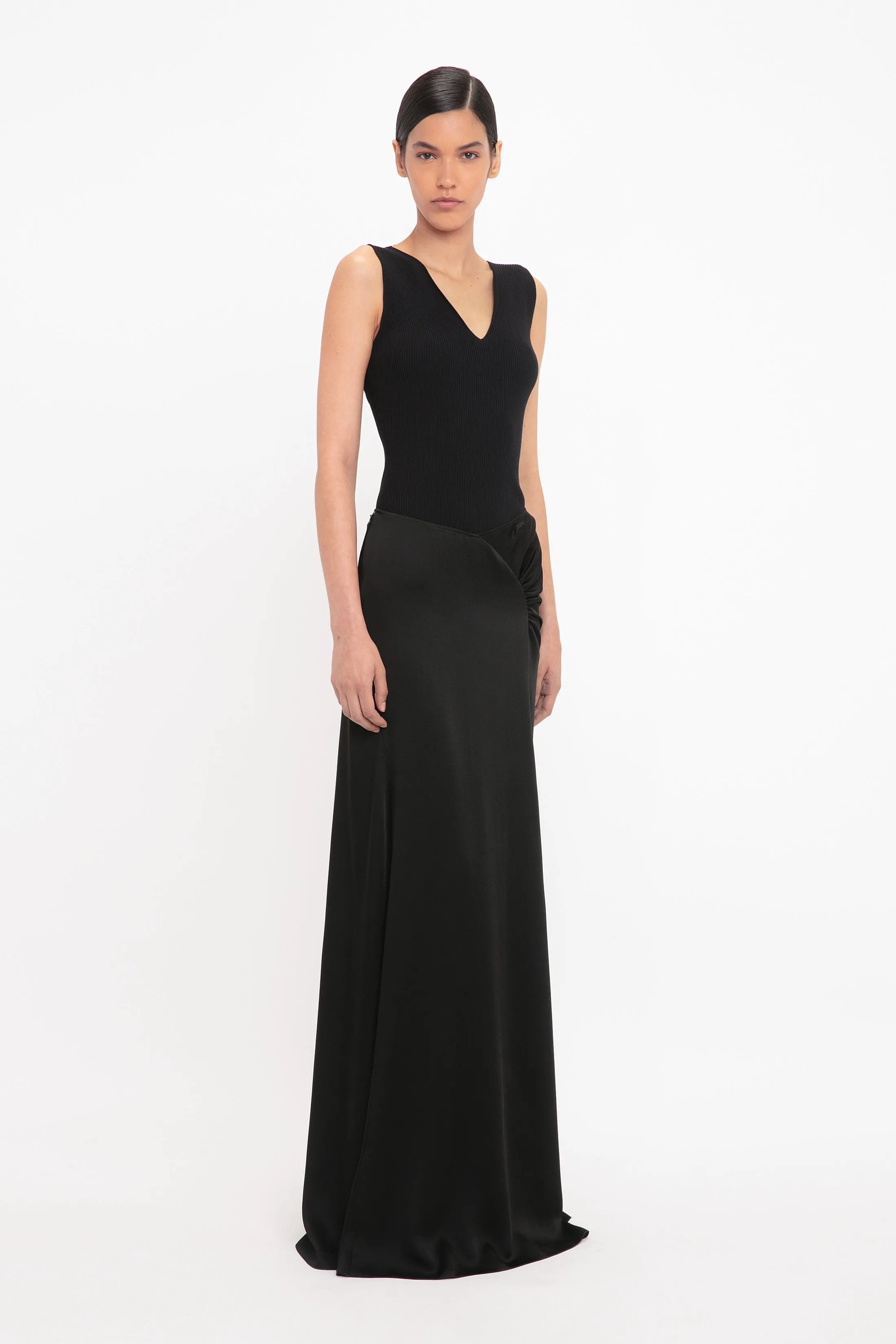 Rib Detail V-Neck Tank In Black sold by Victoria Beckham product image thumbnail 2