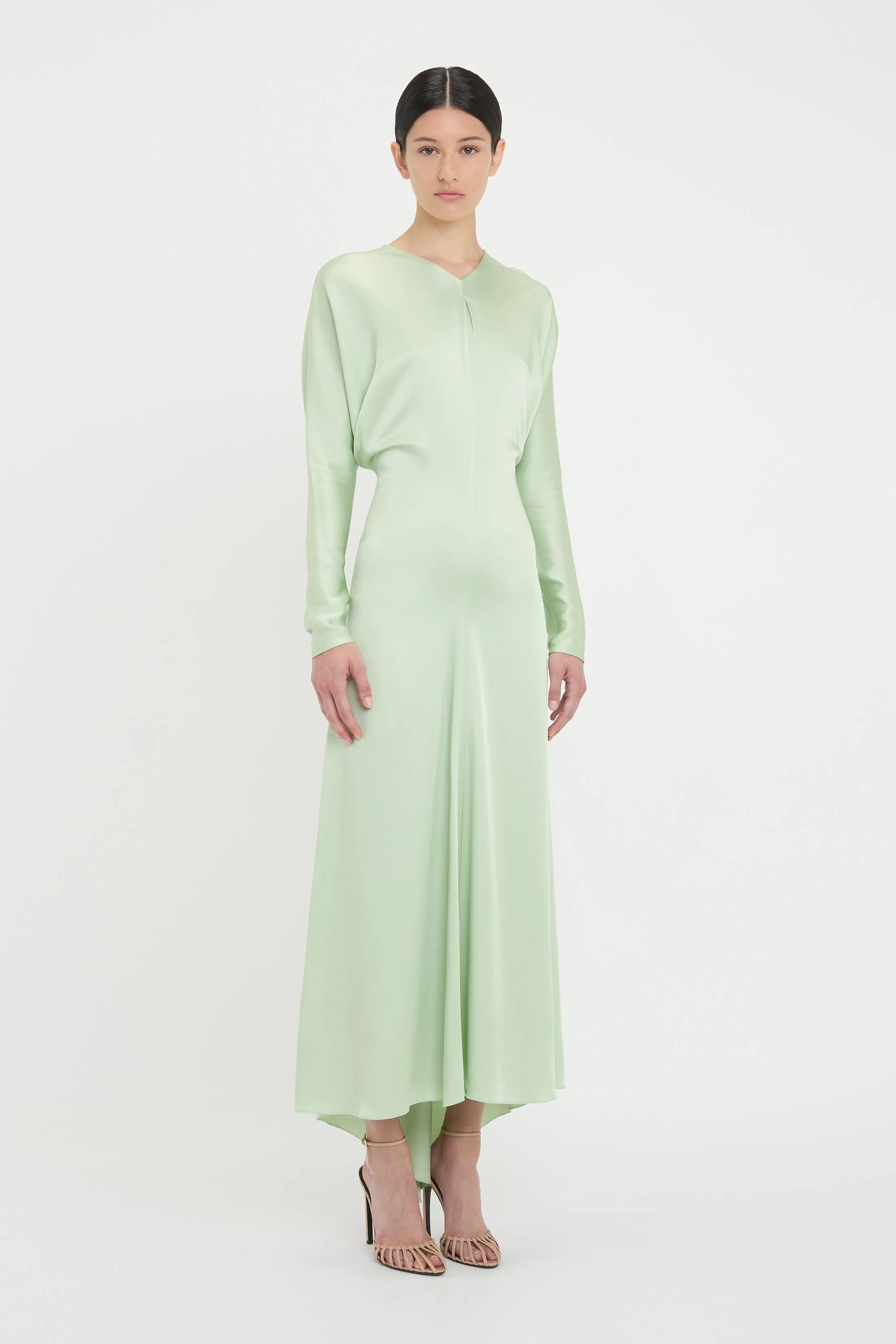 Long Sleeve Draped Midi Dress In Jade sold by Victoria Beckham product image thumbnail 2