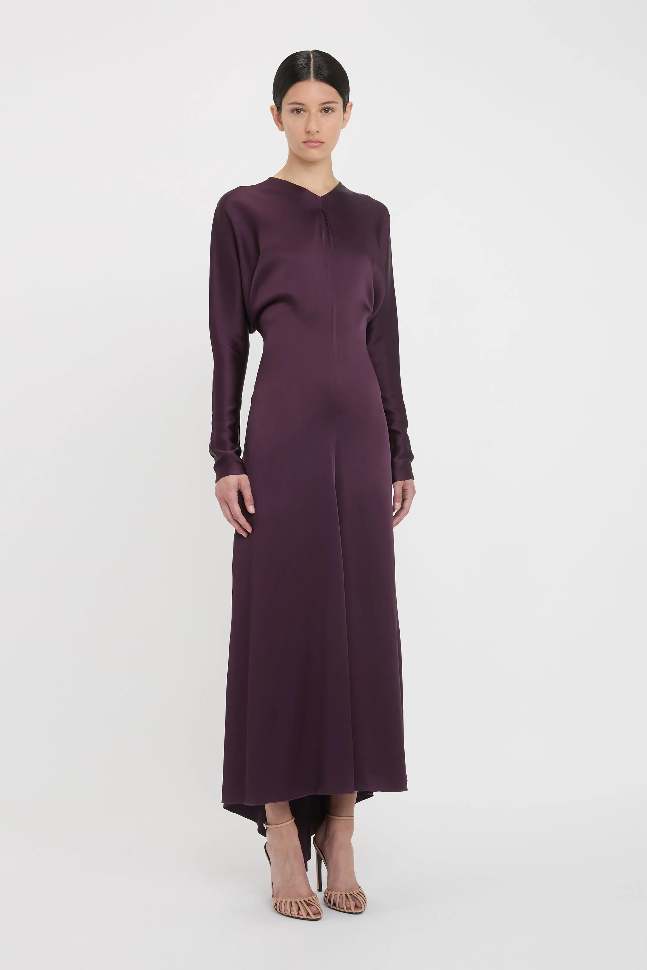 Long Sleeve Draped Midi Dress In Fig sold by Victoria Beckham product image thumbnail 2