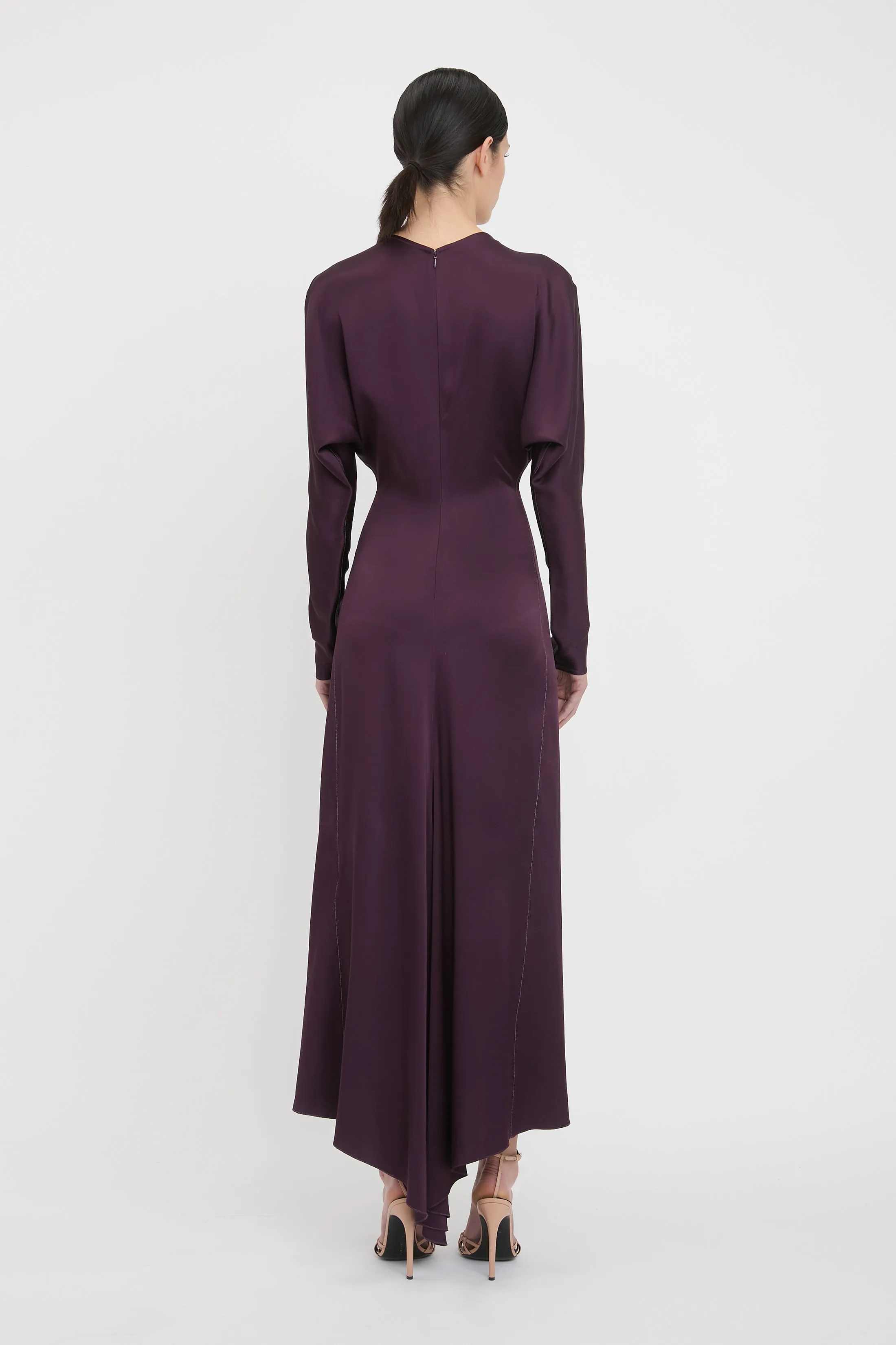 Long Sleeve Draped Midi Dress In Fig sold by Victoria Beckham product image thumbnail 3