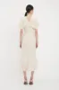 Gathered Waist Midi Dress In Floral Ovation Peach sold by Victoria Beckham