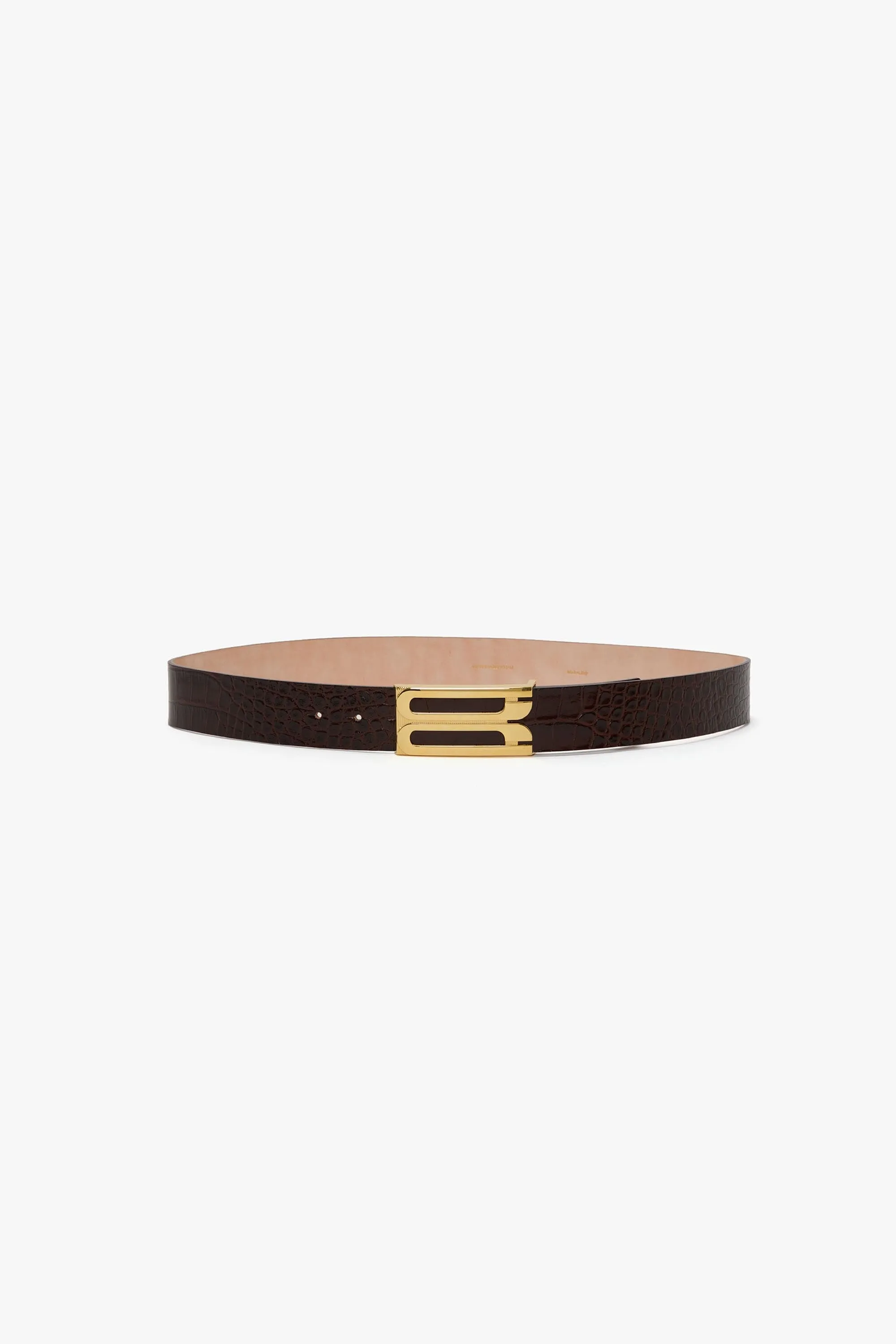 Jumbo Dorian Belt In Dark Brown Croc Embossed Leather sold by Victoria Beckham