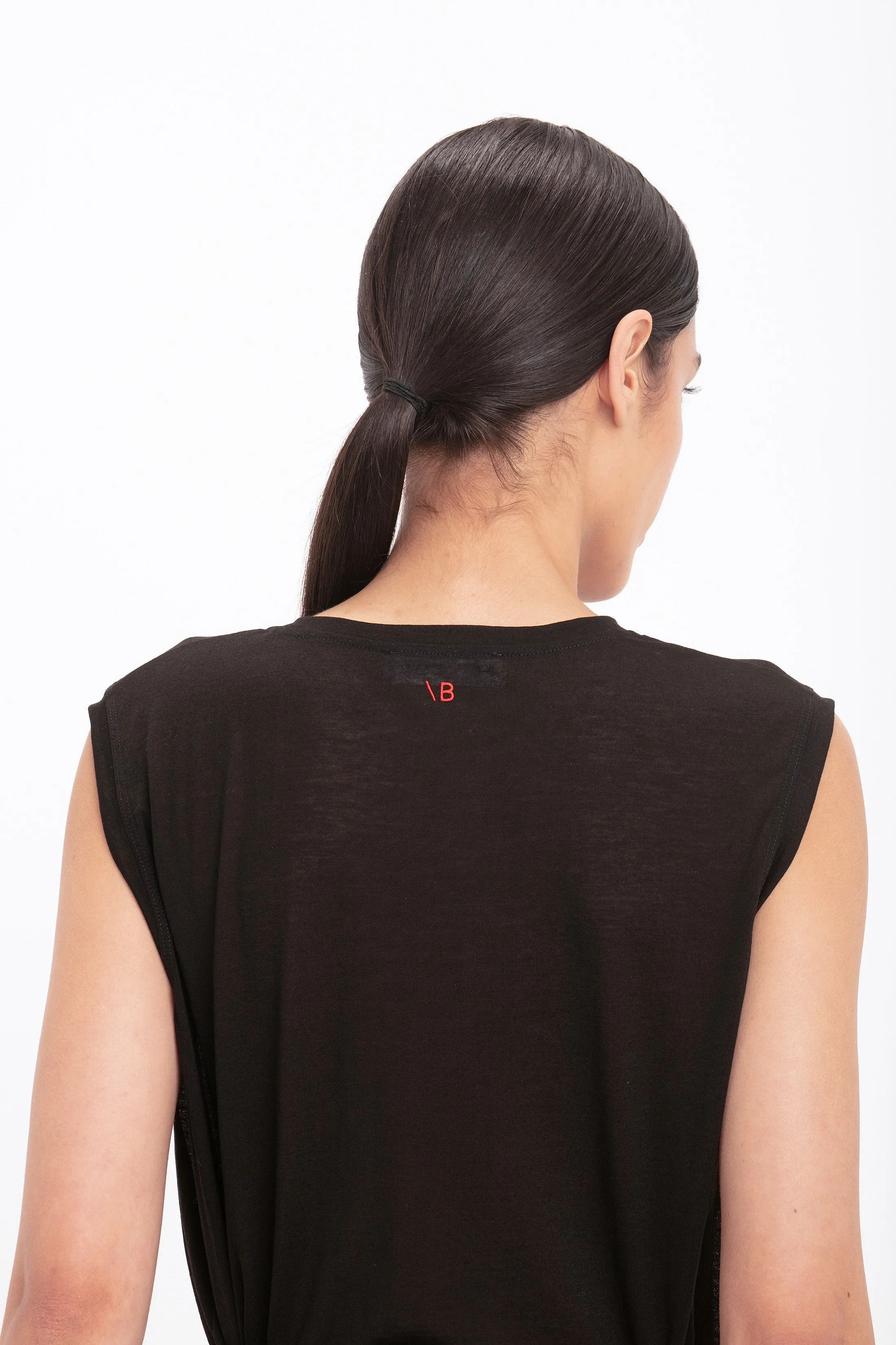 Cotton Crepe Tank In Black sold by Victoria Beckham product image thumbnail 4