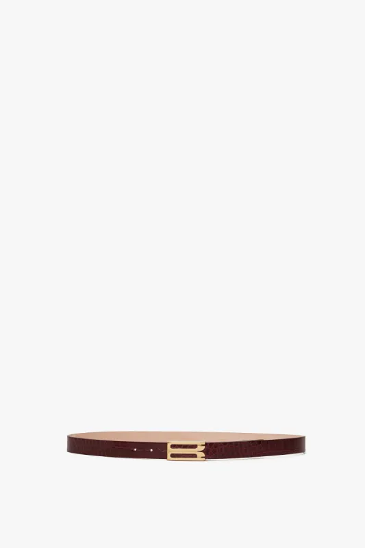 Dorian Belt In Burgundy Croc Embossed Calf Leather sold by Victoria Beckham