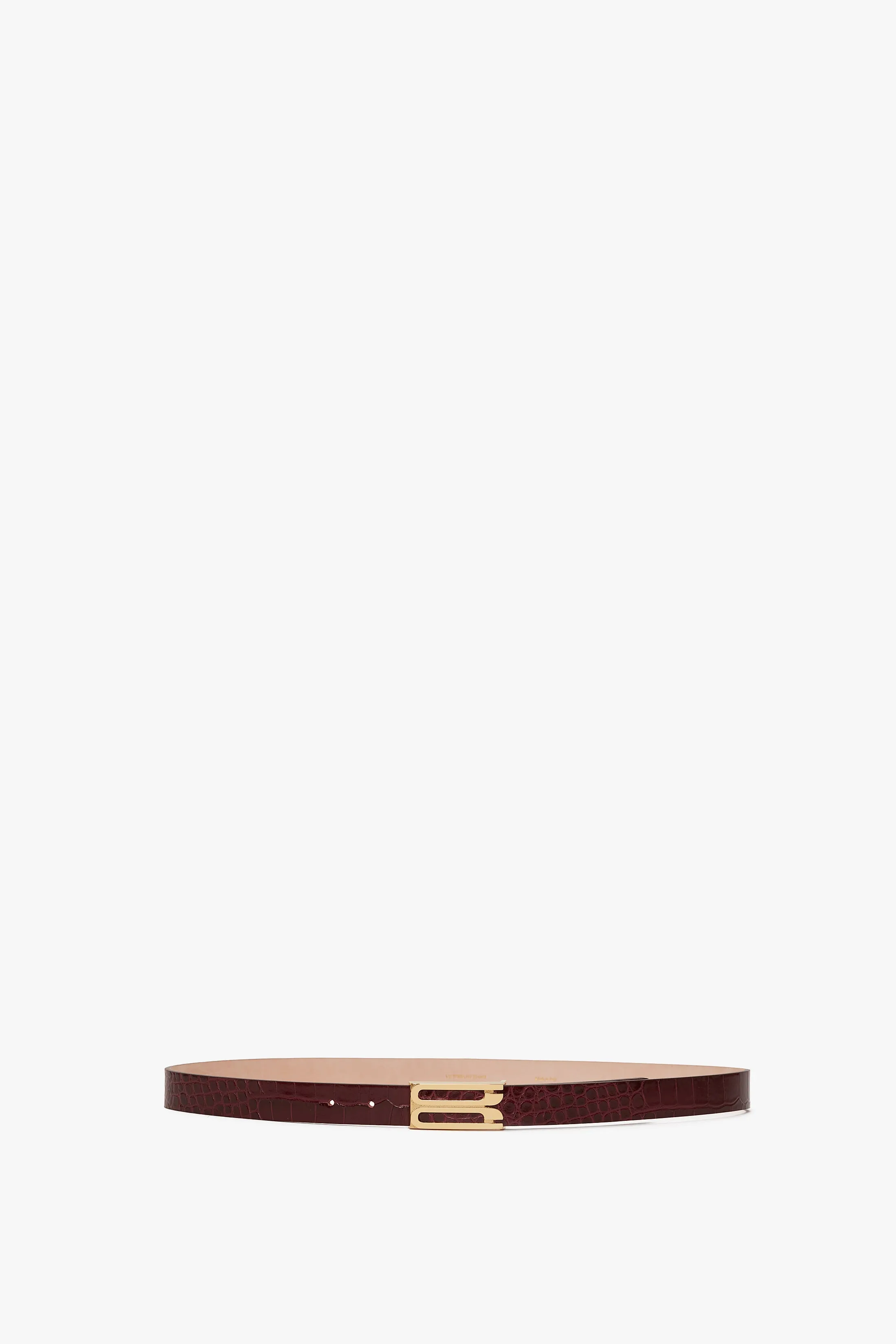 Dorian Belt In Burgundy Croc Embossed Calf Leather sold by Victoria Beckham