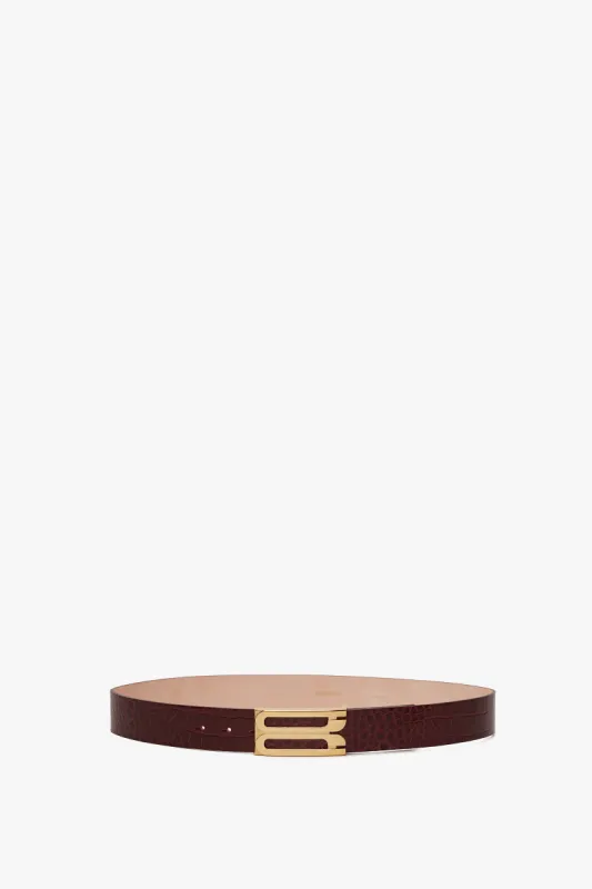 Jumbo Dorian Belt In Burgundy Croc Embossed Calf Leather sold by Victoria Beckham