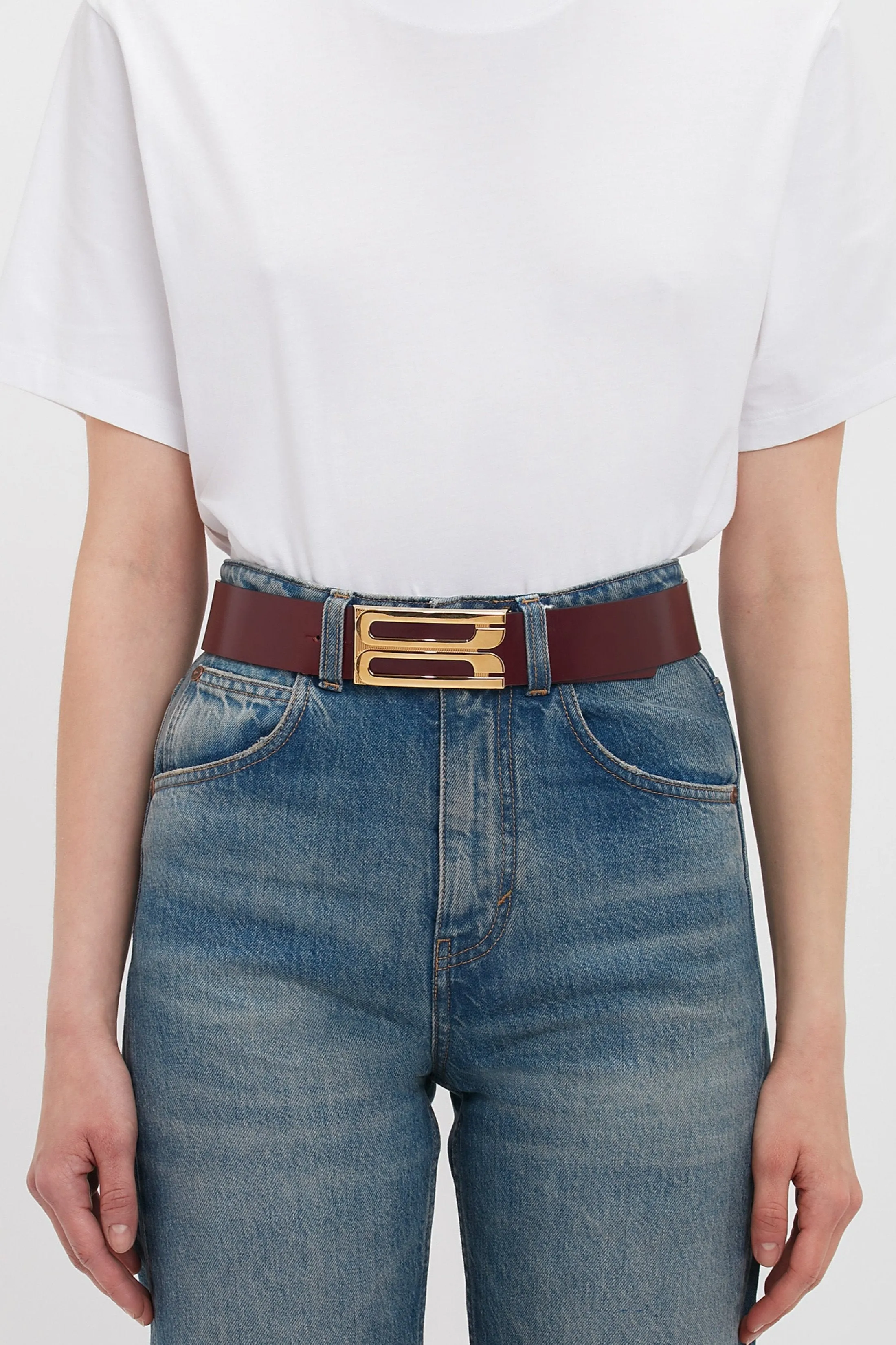 Jumbo Dorian Belt In Burgundy Glossed Leather sold by Victoria Beckham product image thumbnail 5