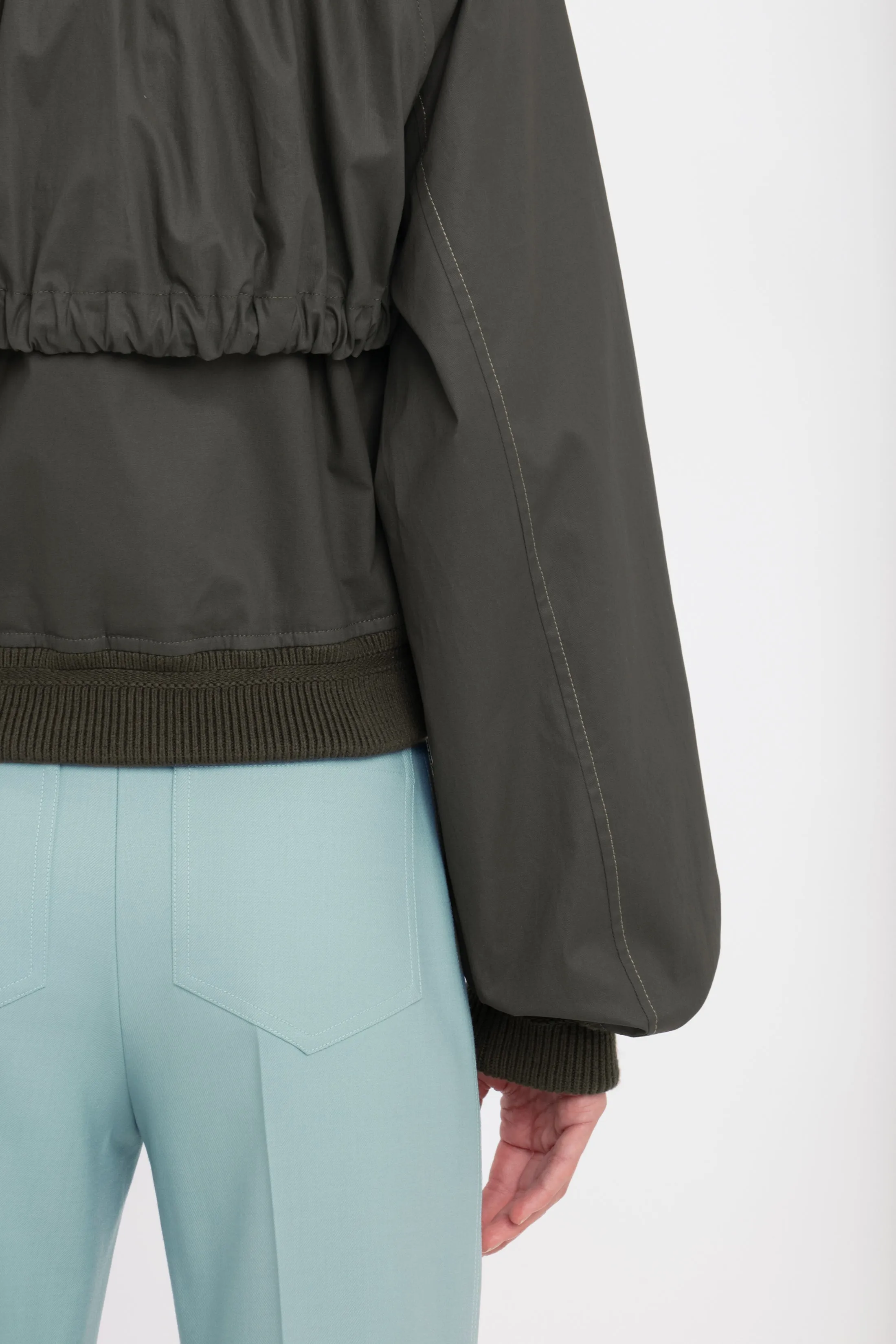 Harrington Bomber Jacket In Khaki sold by Victoria Beckham product image thumbnail 5