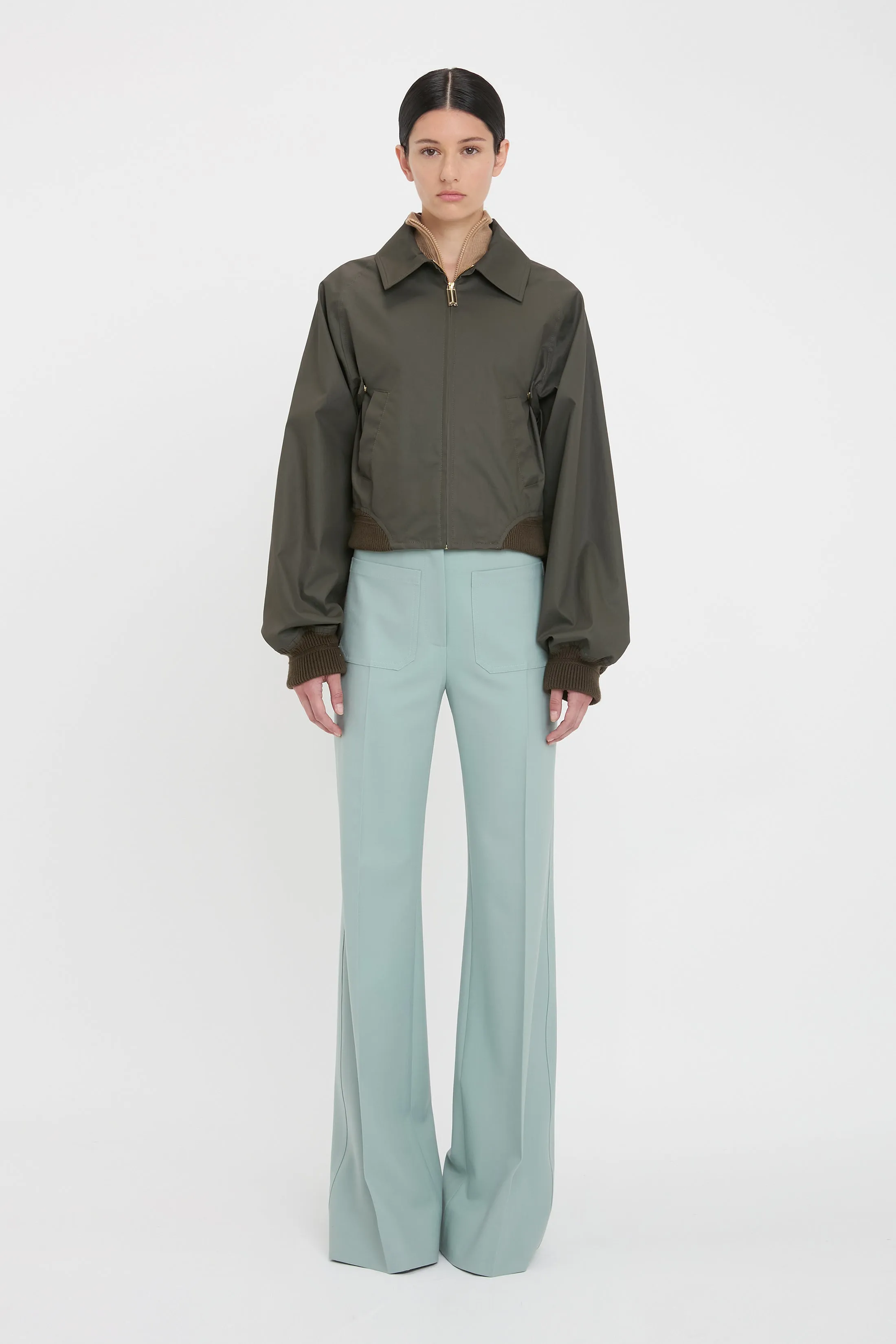 Harrington Bomber Jacket In Khaki sold by Victoria Beckham