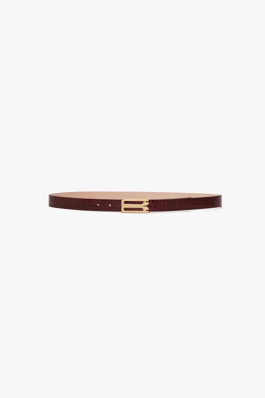 Dorian Belt In Dark Brown Croc Embossed Leather sold by Victoria Beckham