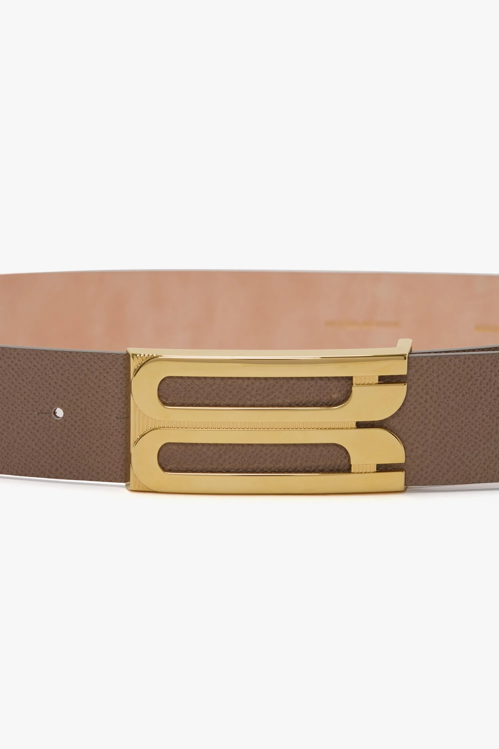 Jumbo Frame Belt In Dove Grey Grained Leather sold by Victoria Beckham