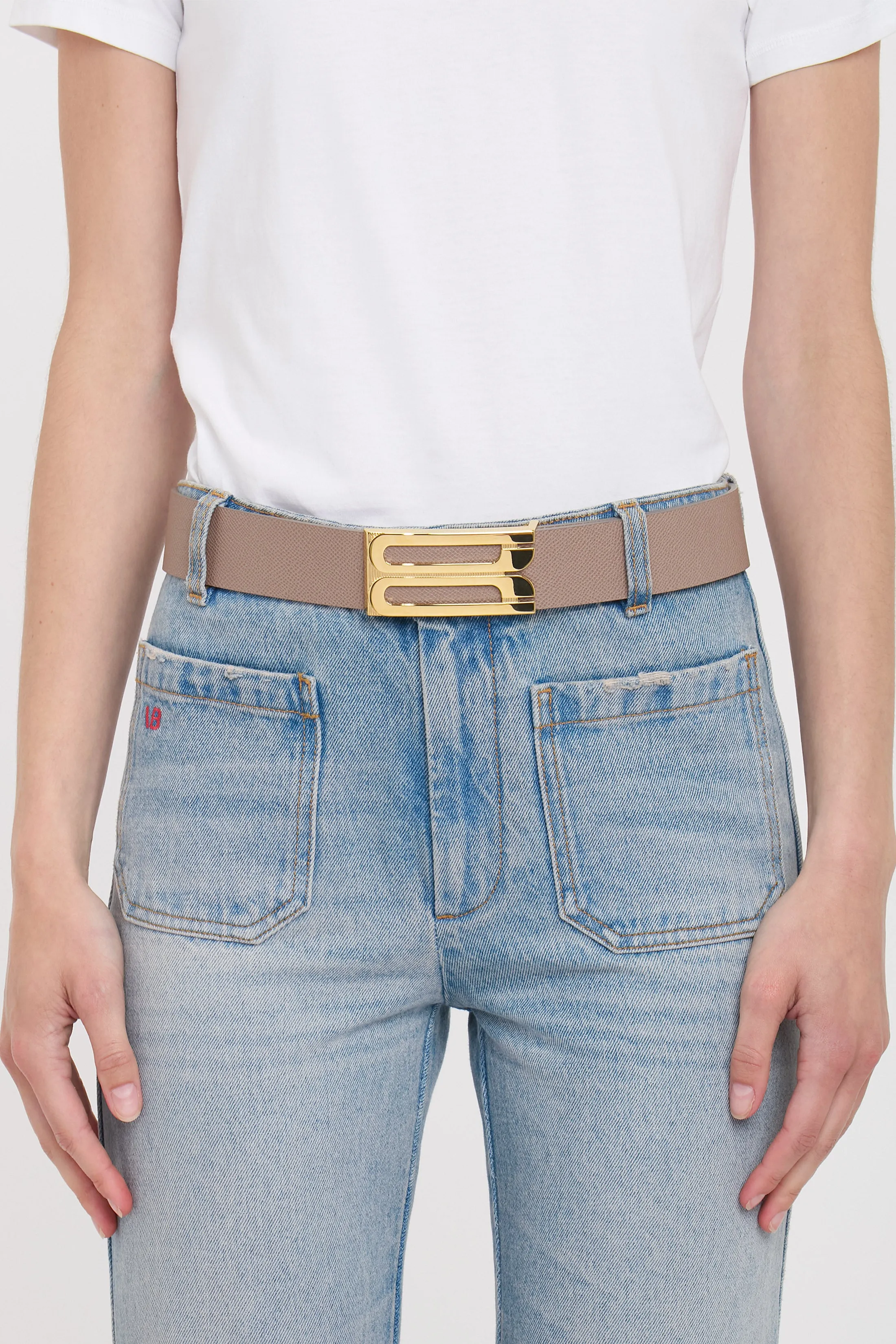 Jumbo Frame Belt In Dove Grey Grained Leather sold by Victoria Beckham product image thumbnail 3