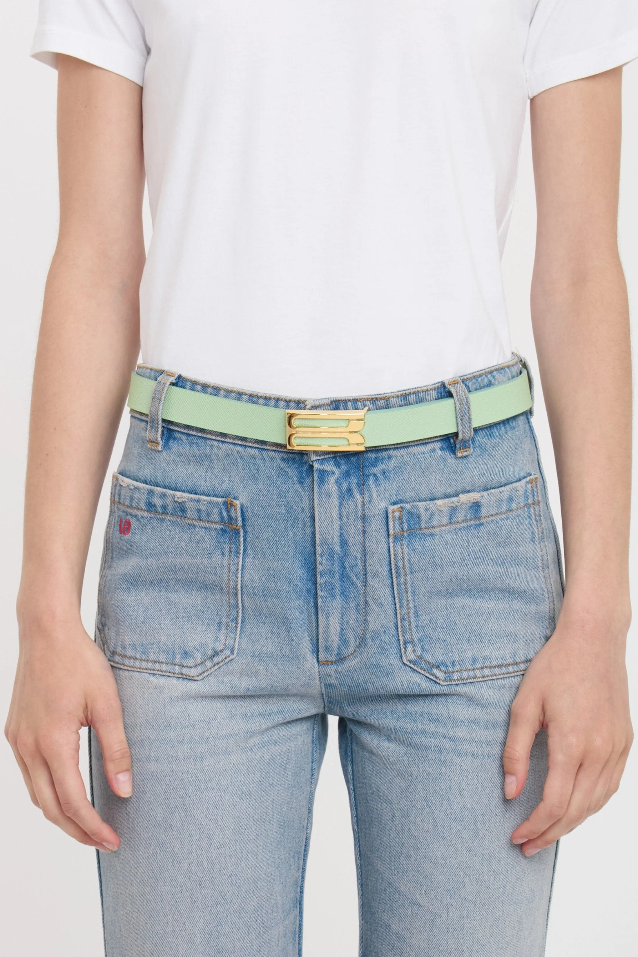 Frame Belt In Jade Grained Leather sold by Victoria Beckham product image thumbnail 3