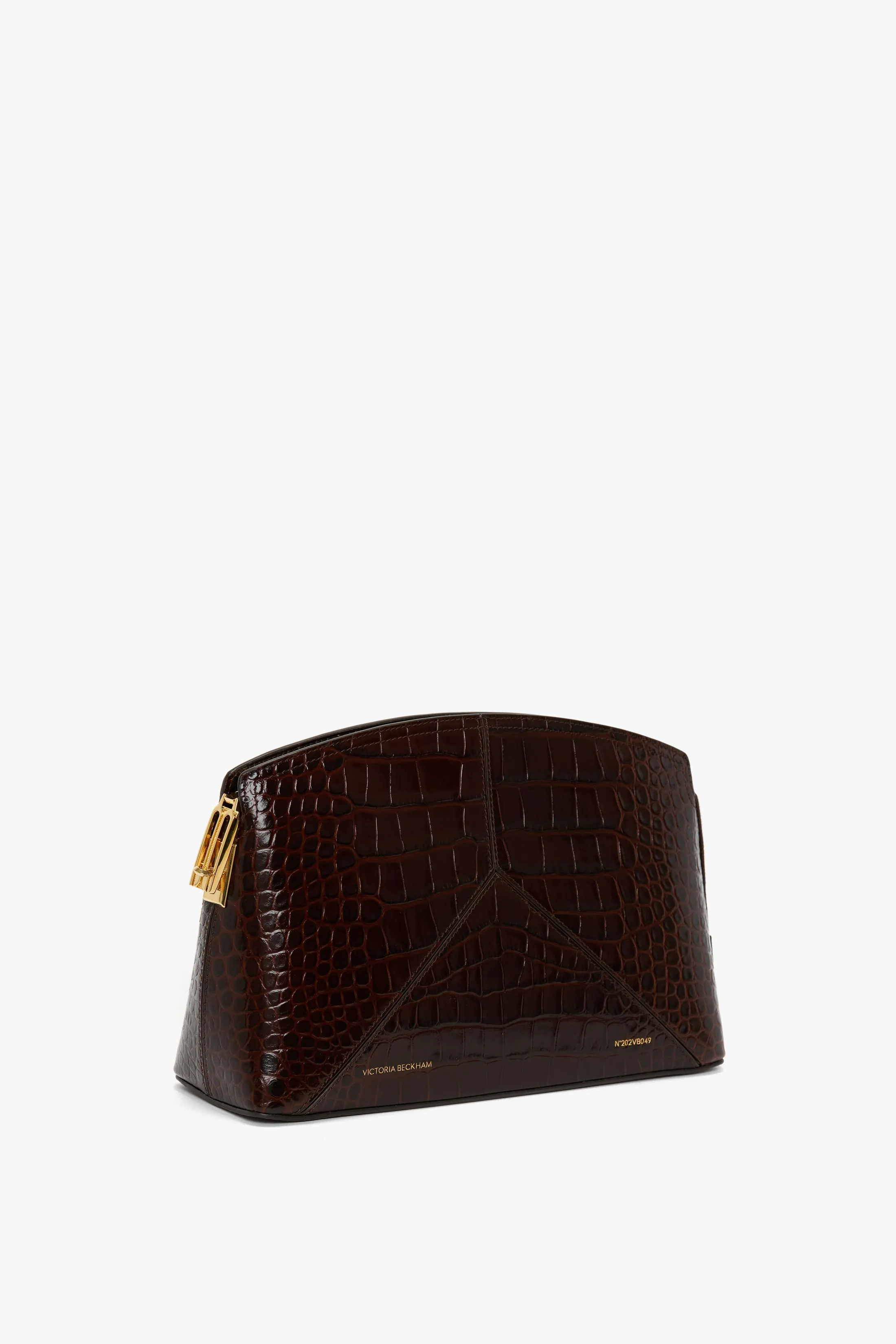 Victoria Clutch Bag In Dark Brown Croc Embossed Leather sold by Victoria Beckham product image thumbnail 2