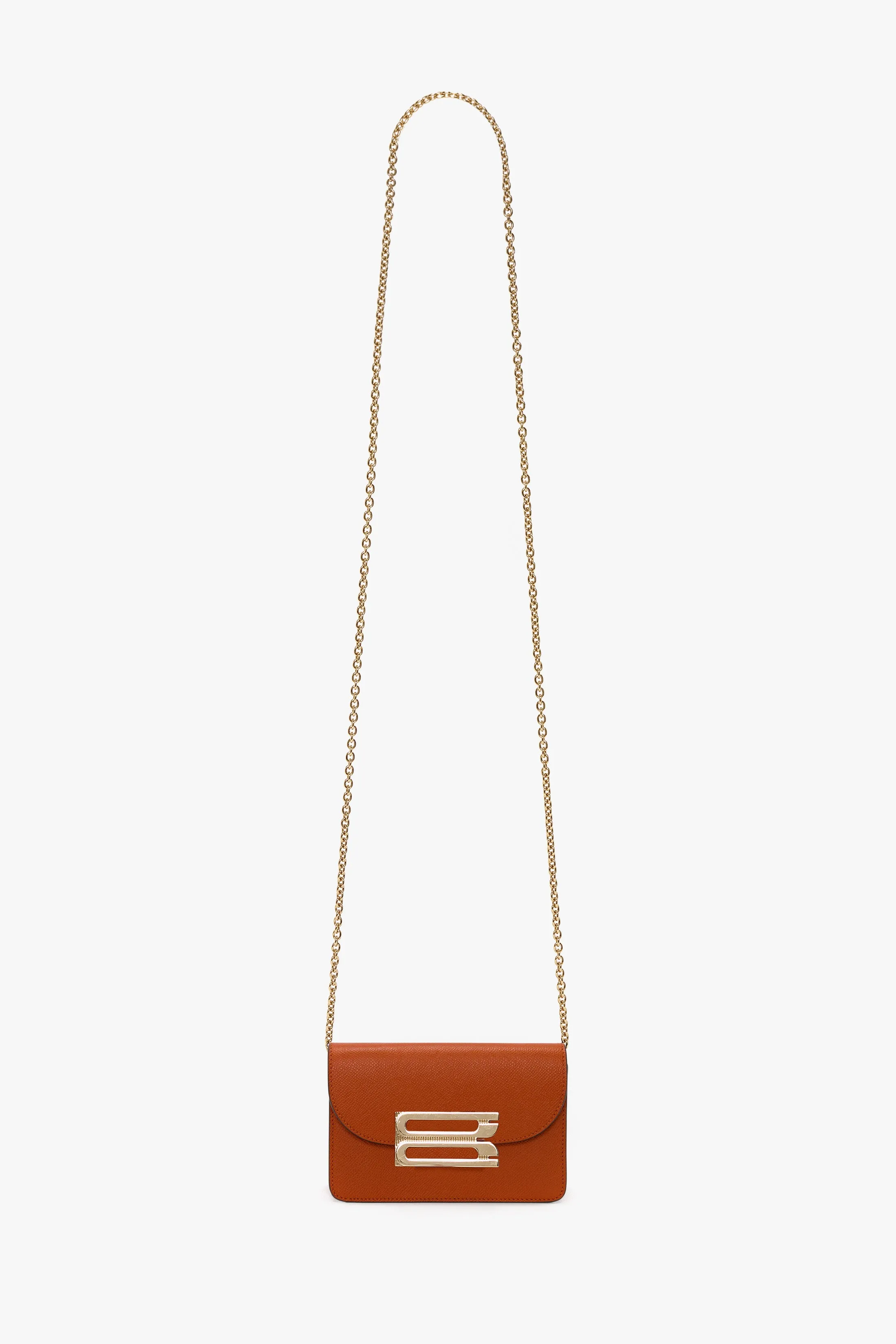 Micro Dorian Bag With Chain Strap In Burnt Orange Grained Leather sold by Victoria Beckham