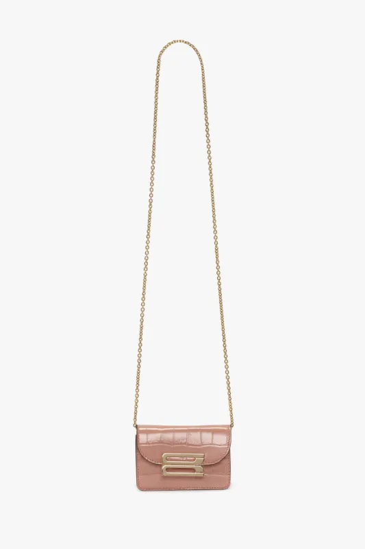 Micro Dorian Bag With Chain Strap In Blush Pink Croc Embossed Leather sold by Victoria Beckham