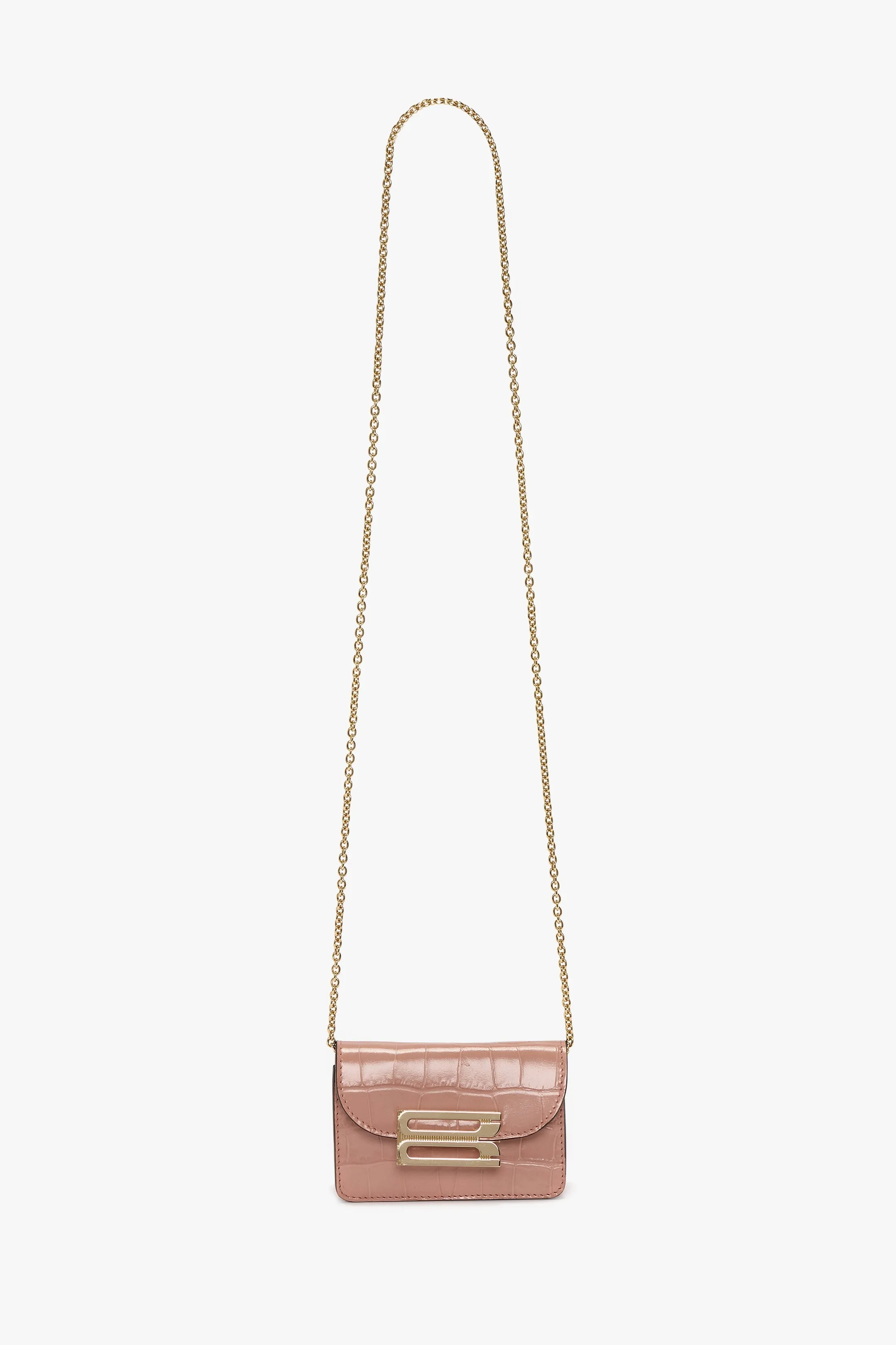 Micro Dorian Bag With Chain Strap In Blush Pink Croc Embossed Leather sold by Victoria Beckham