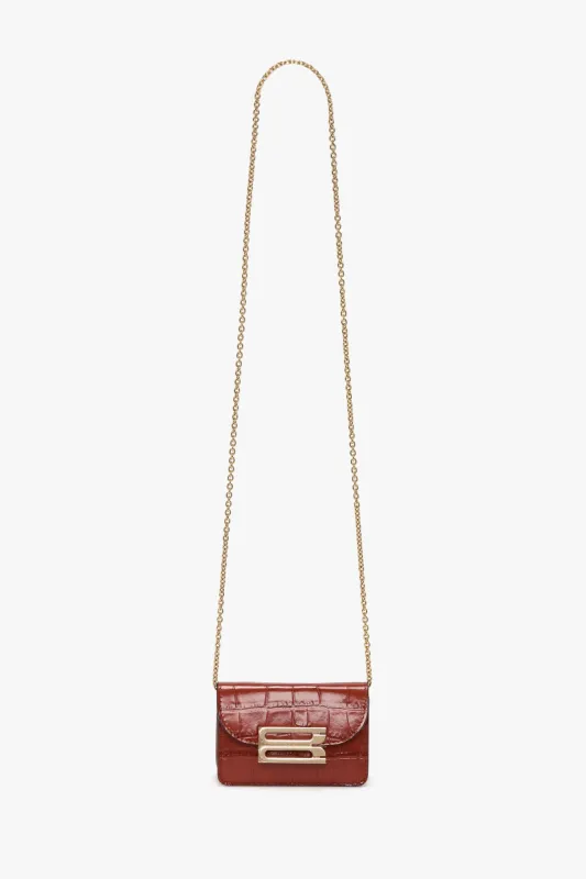 Micro Dorian Bag With Chain Strap In Brick Red Croc Embossed Leather sold by Victoria Beckham