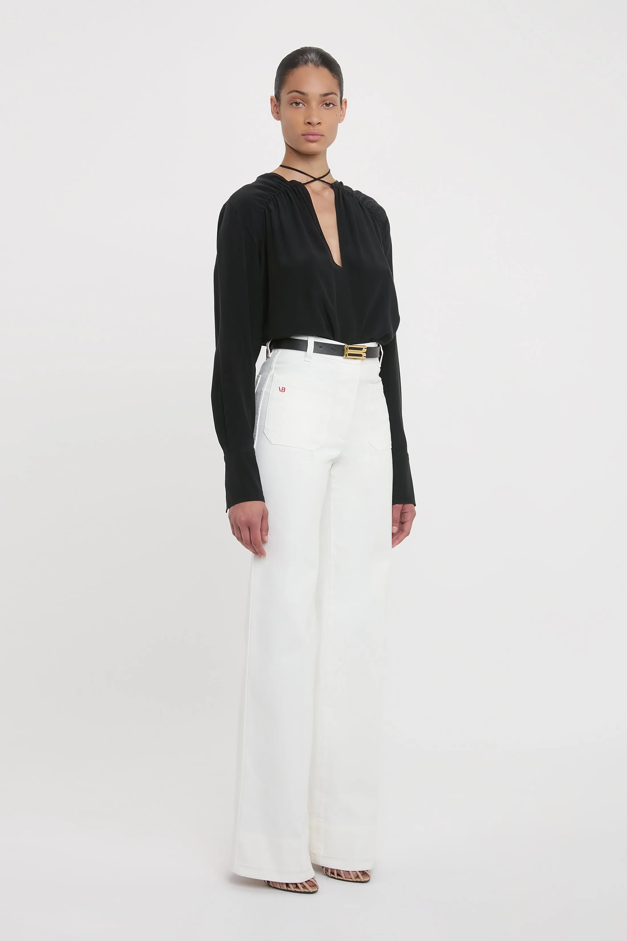Gather Detail Tie Blouse In Black sold by Victoria Beckham product image thumbnail 2