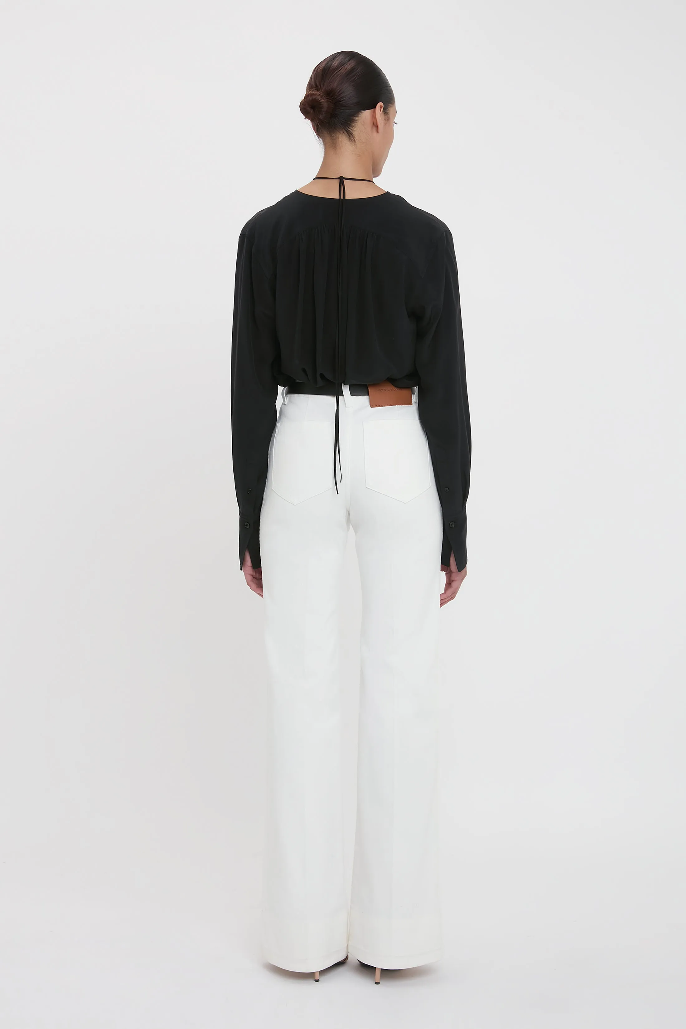 Gather Detail Tie Blouse In Black sold by Victoria Beckham product image thumbnail 3