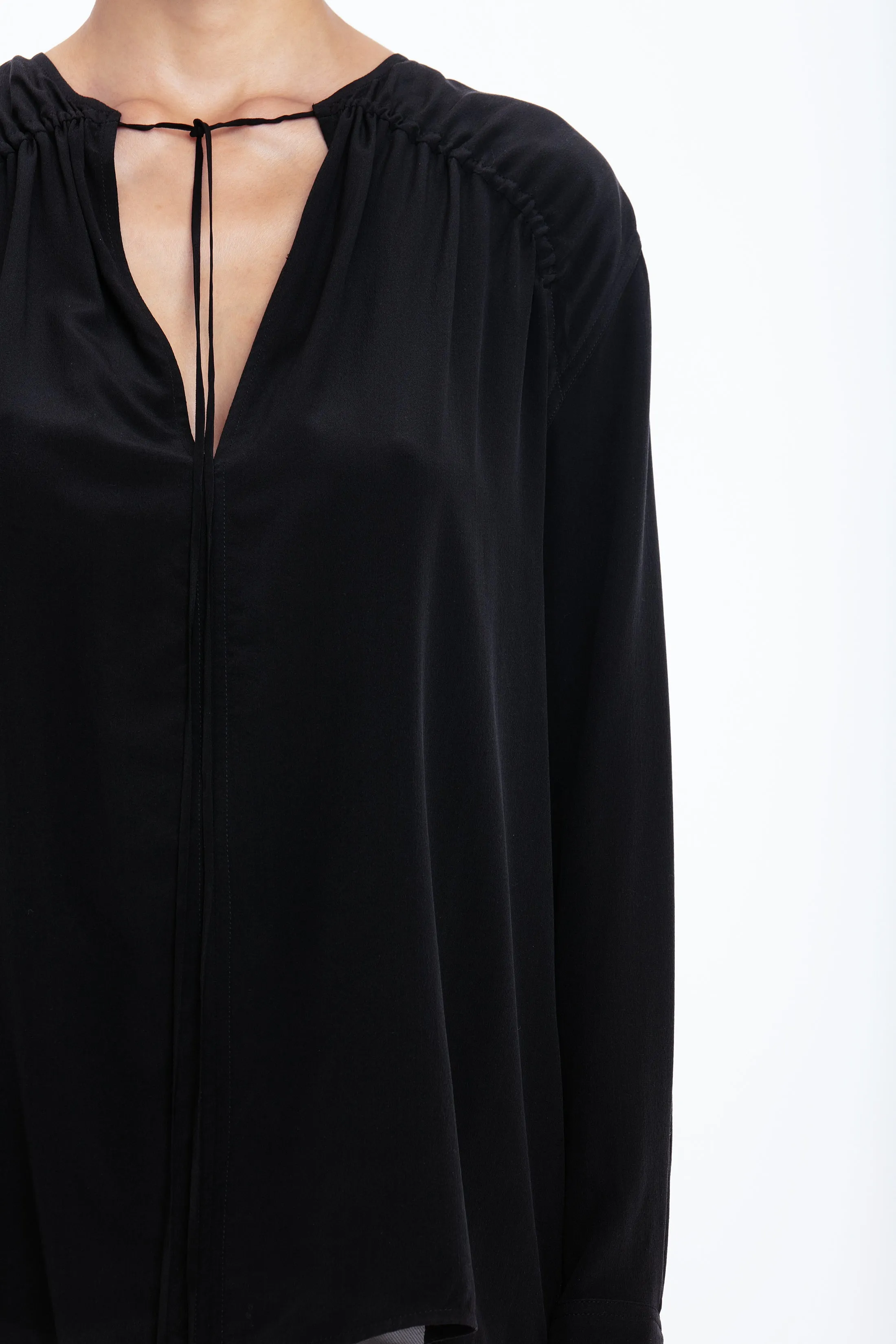 Gather Detail Tie Blouse In Black sold by Victoria Beckham product image thumbnail 4